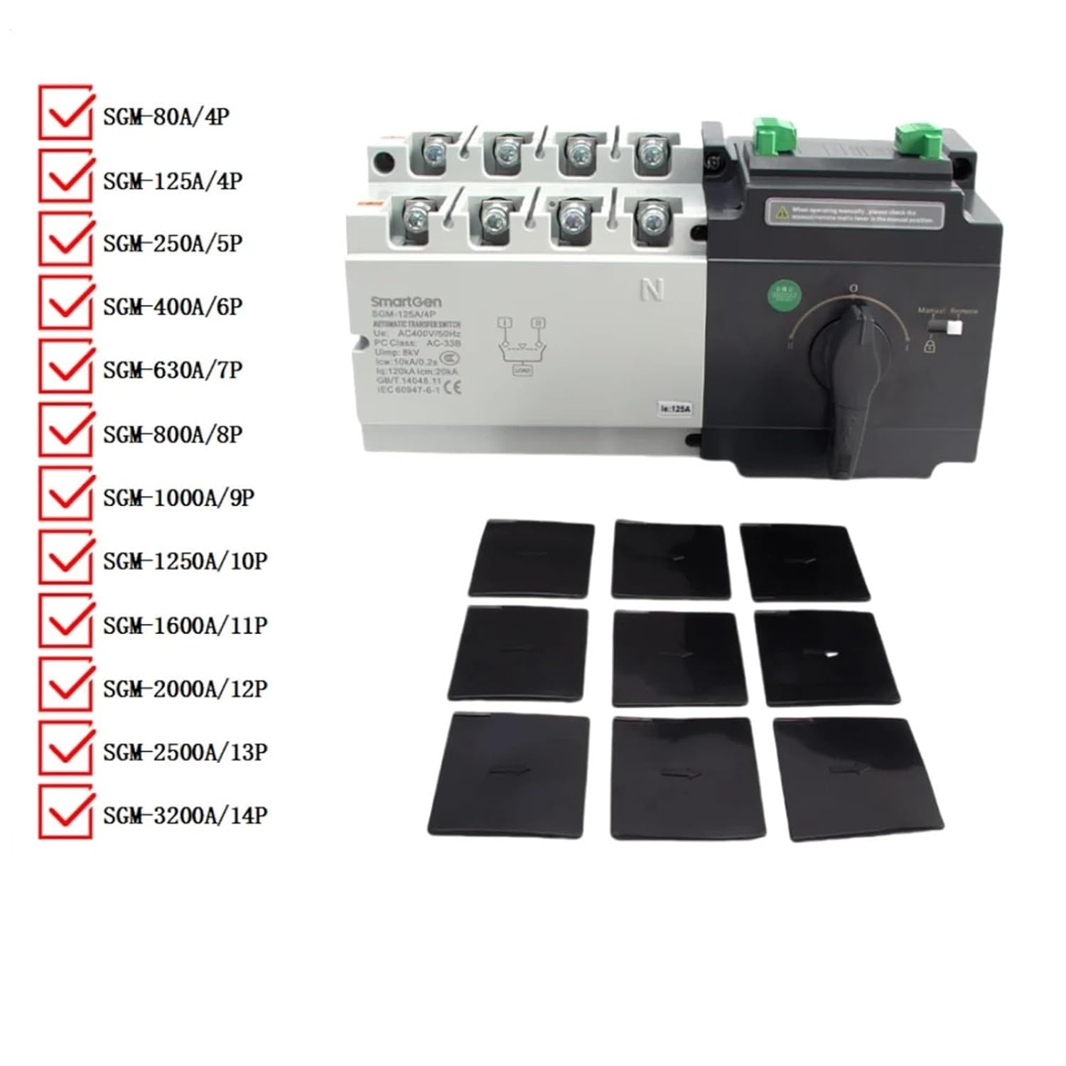 80A 125A 250A 4P 400A 630A Genset Type ATS Dual Power Automatic Transfer Switch Compatible Generator Controller(630A)