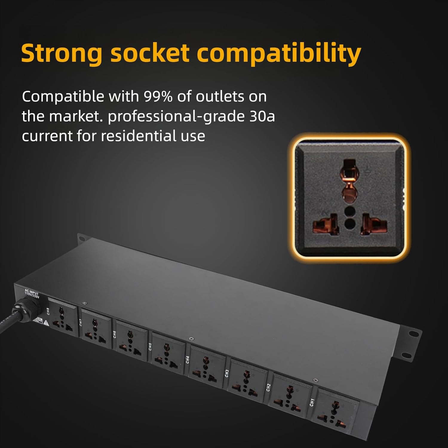 Yunseity 10 Outlet Power Sequencer Conditioner, Independent Power Switch USB Port with Digital Screen Voltage Display, for Home Theater Stage Studio Audio Equipment (US Plug)