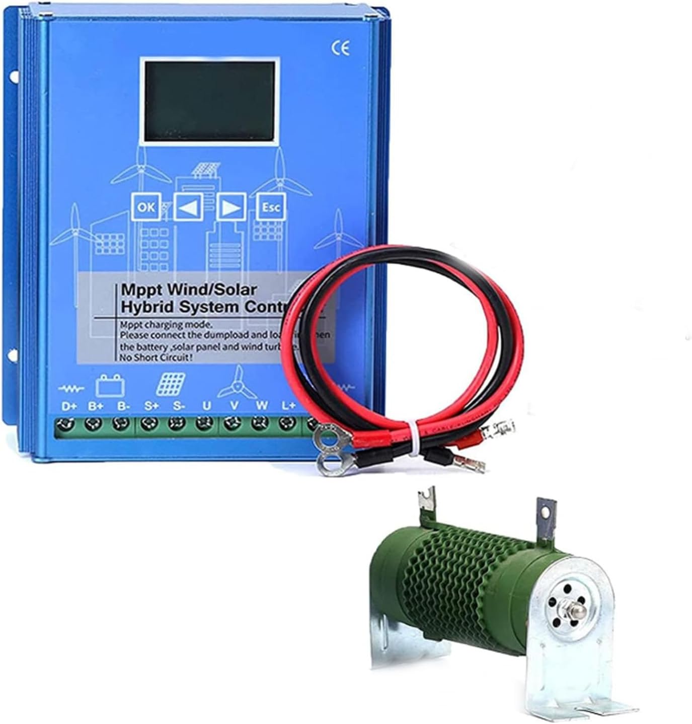 220v, MPPT Hybrid Wind Solar Charge Controller,1000W Wind Turbine Solar Panel Regulator with LCD Display for 12V 24V 48V Wind Solar System