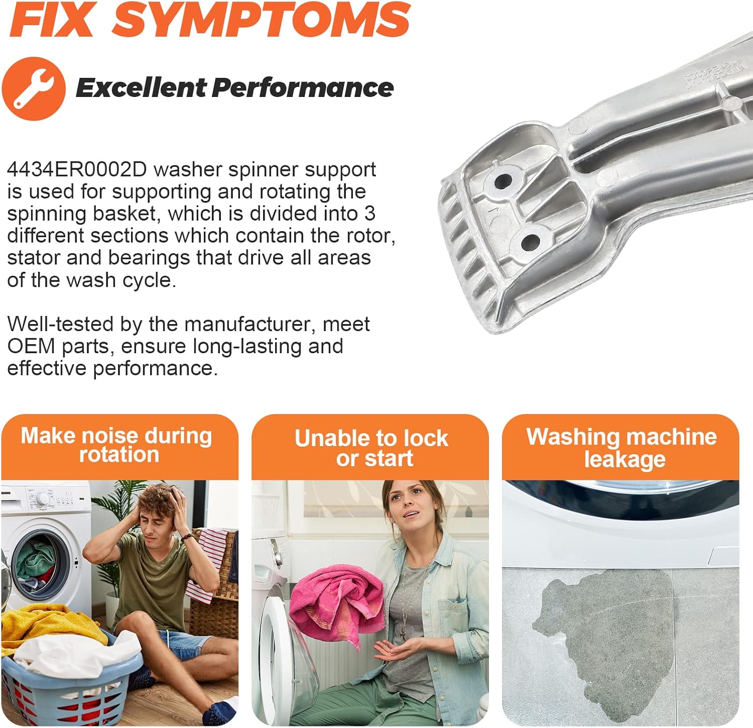 【UPGRADED】4434ER0002H 4434ER0002D 4434ER0002A Rear Drum Spider by Beaquicy-replace the AP5592038 lg spider washer spinner support on the wm2455hg,wm2050cw,wm2487hwm,WM3050cw wm3470hva,wm3875,etc