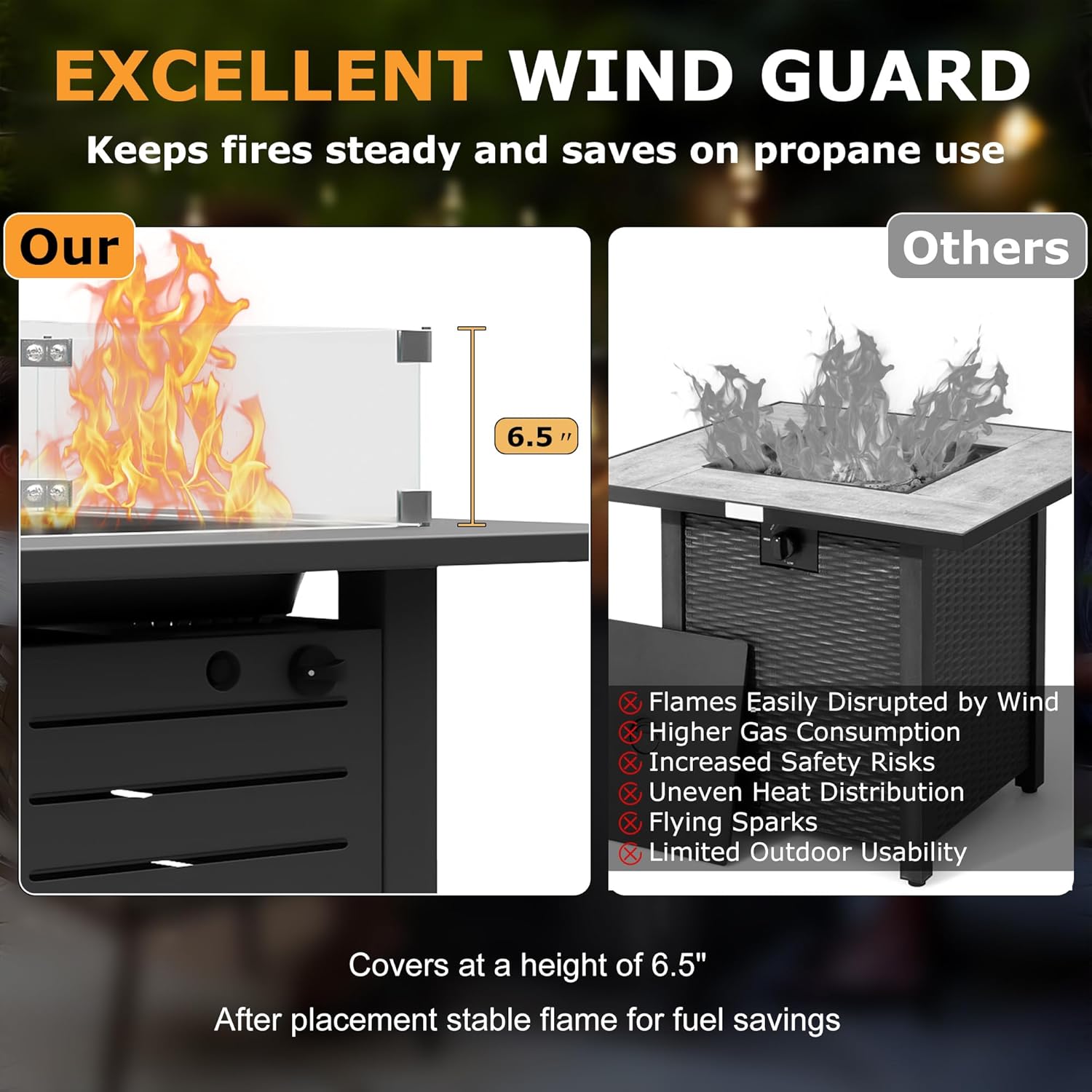 MBY 5-Piece Modern Patio Furniture Set with Fire Pit Table, Metal Outdoor Sectional with Cushions & Wood-Like Armrests, Cozy Conversation Set for Porch, Balcony, Garden, Yard-Brown