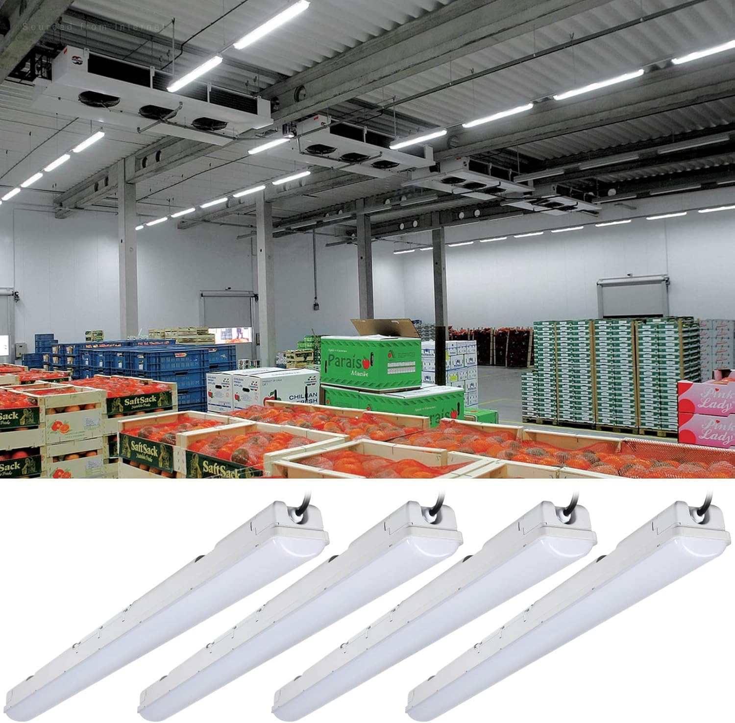 LEONLITE 4FT LED Vapor Tight Light, IP65 Waterproof, 40W 4400LM 5000K 100-277V, 0-10V Dimmable Vapor Proof Lighting Fixture, LED Outdoor Shop Light for Warehouses, Car Washes, UL Listed, Pack of 4