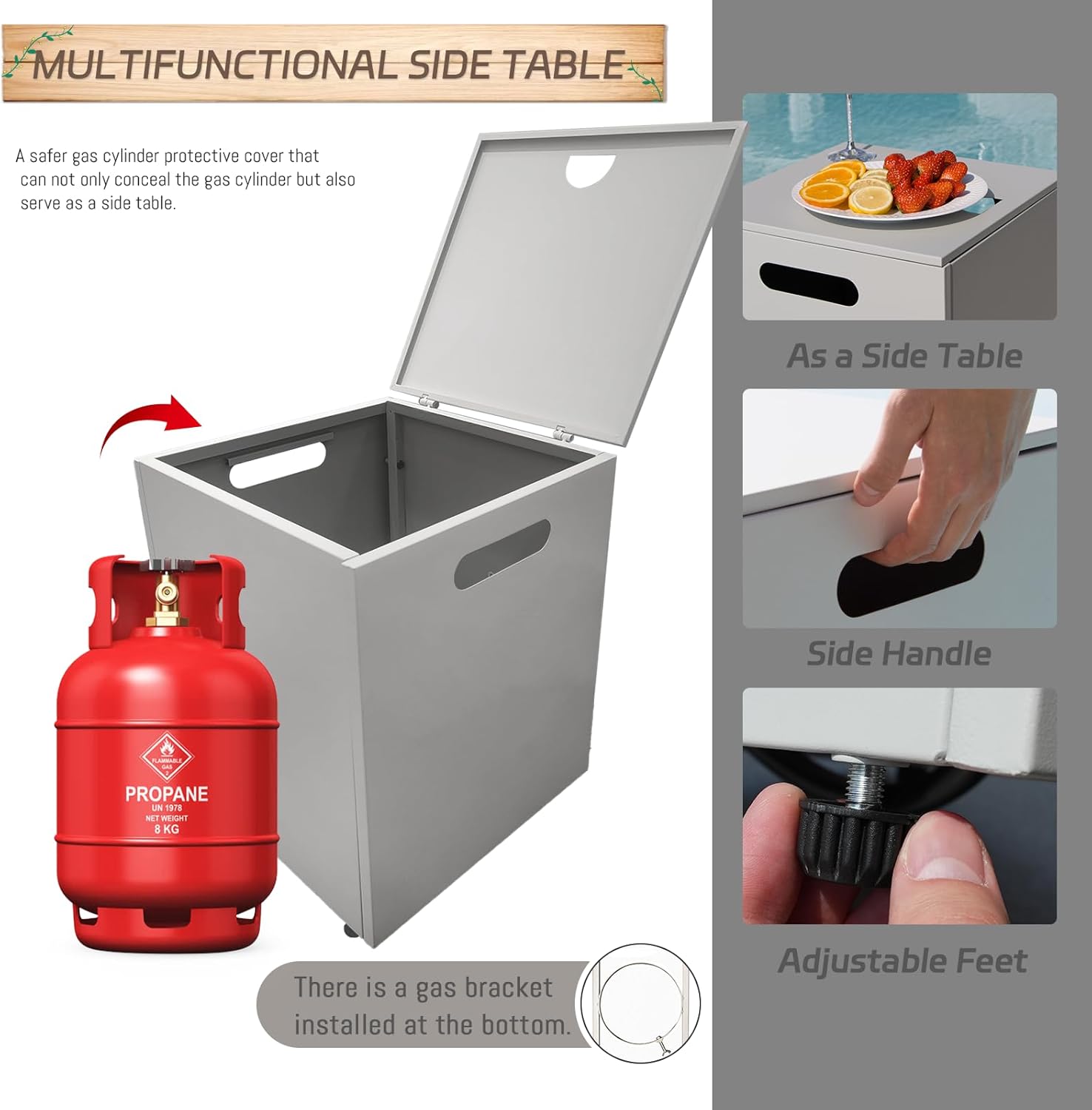 BULEXYARD Large Rectangle Outdoor Patio Propane Gas Fire Pit Table Set with Tank Table, 50,000 BTU 42