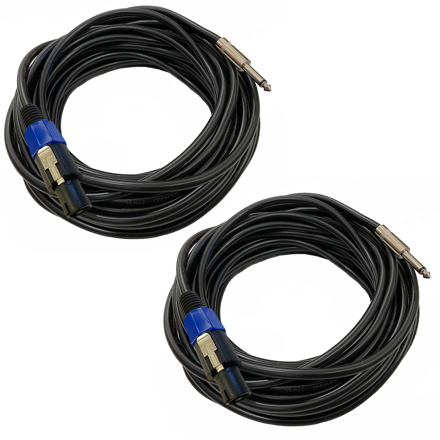 Professional 12 Gauge 75 Feet Speakon to 1/4 Inch Speaker Cables - 12AWG 75ft DJ/PA SpeakON to 1/4
