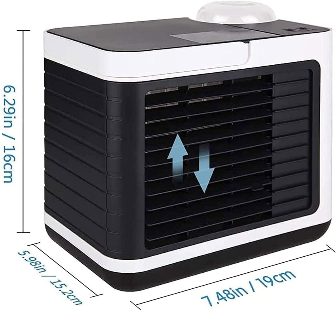 Portable Air Conditioner Fan, Desktop Cooling Fan, Personal Air Cooler Humidifier, Mini Air Conditioner for Bedroom Office Home Room (Color : Blue)