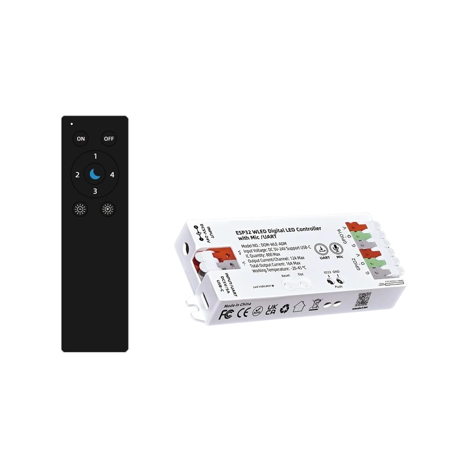 ESP32 WLED LED Controller Microphone Music DIY Dynamic Mode UART WS2811 WS2812 SK6812 Remote Control(WLED KIT)