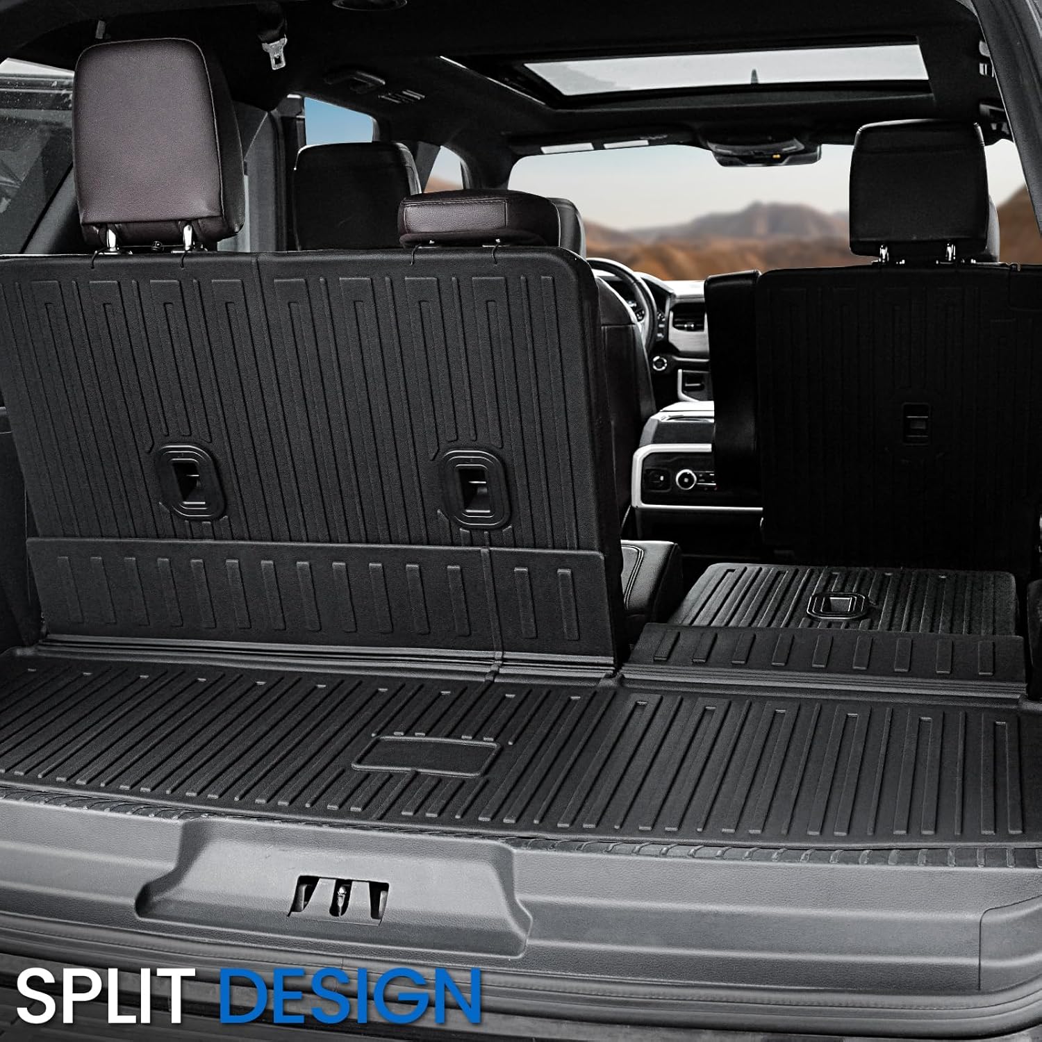 Floor Mats Cargo Mat for 2018-2024 Ford Expedition 7 Seats Accessories (Not for Max Model), All Weather TPE Cargo Liner Backrest Mats Door Sill Protectors (Floor Mats Set)