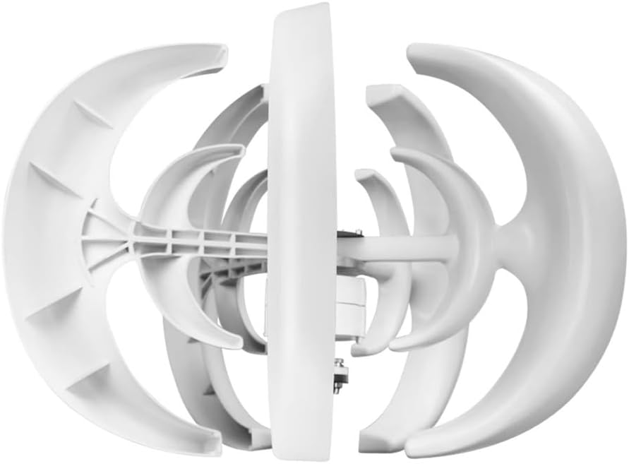 6000W 5 Blades Vertical Axis Wind Turbine Generator Kit 12V 24V 48V 220V Lantern Type Wind Turbine Free Energy Windmill Home Permanent Magnet Generator(White),12V