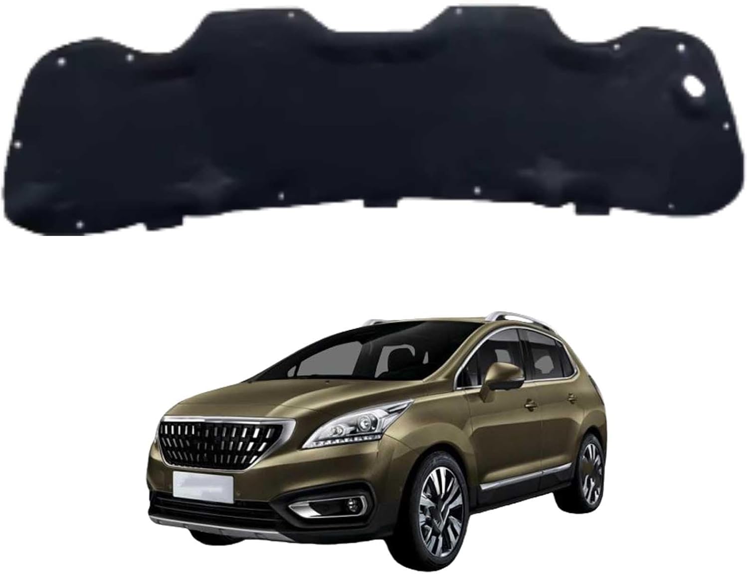 Car Front Hood Engine Sound Pad for Peugeot 3008 2016-2019, Heat Insulation Cotton Mat Cover Soundproof Car Accessories