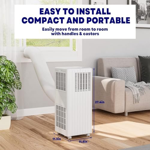 Portable Air Conditioners 8000 BTU - Quiet Cooling w/Remote & 24H Timer, Energy Saving AC Unit for Small Rooms, Bedrooms, Offices, Dormitories 350 Sq.Ft