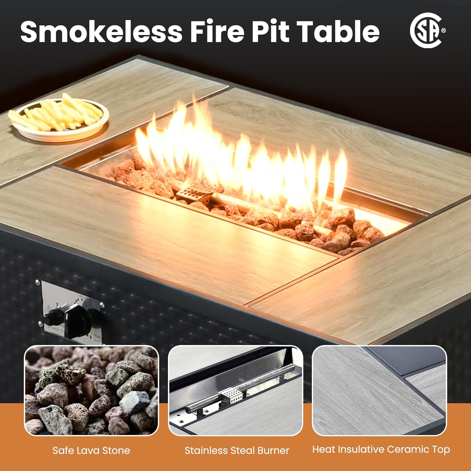 HOOOWOOO Outdoor Sectional Patio Furniture Set with Fire Pit Table,Fully Assembled 12 Pieces Wicker Patio Conversation Sets,Out Door Sofa with Swivel Chair Ottoman Deep Seat,Black