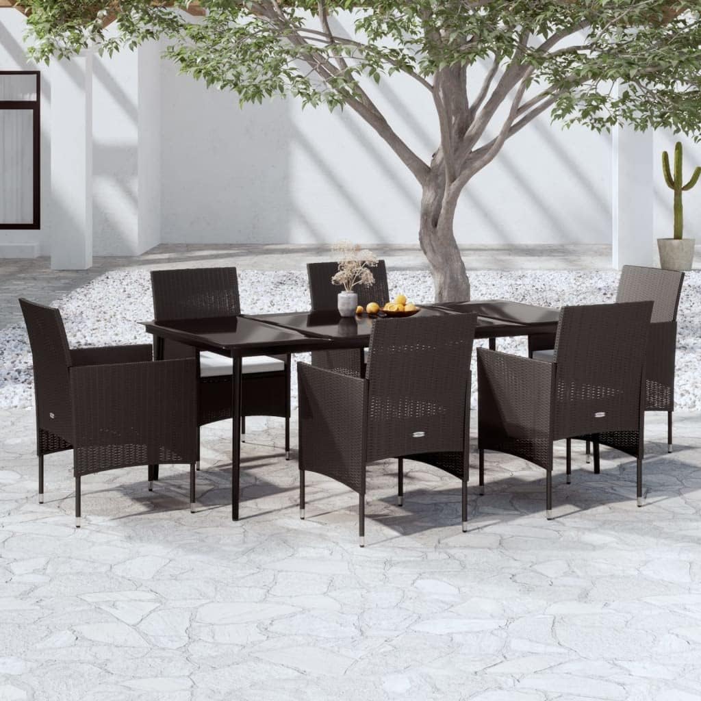 7 Piece Patio Dining Set with Cushions Black,Stylish and Durable Patio Dining Set for Outdoor Living and Relaxation Patio Furniture Sets, Outdoor Furniture Sets