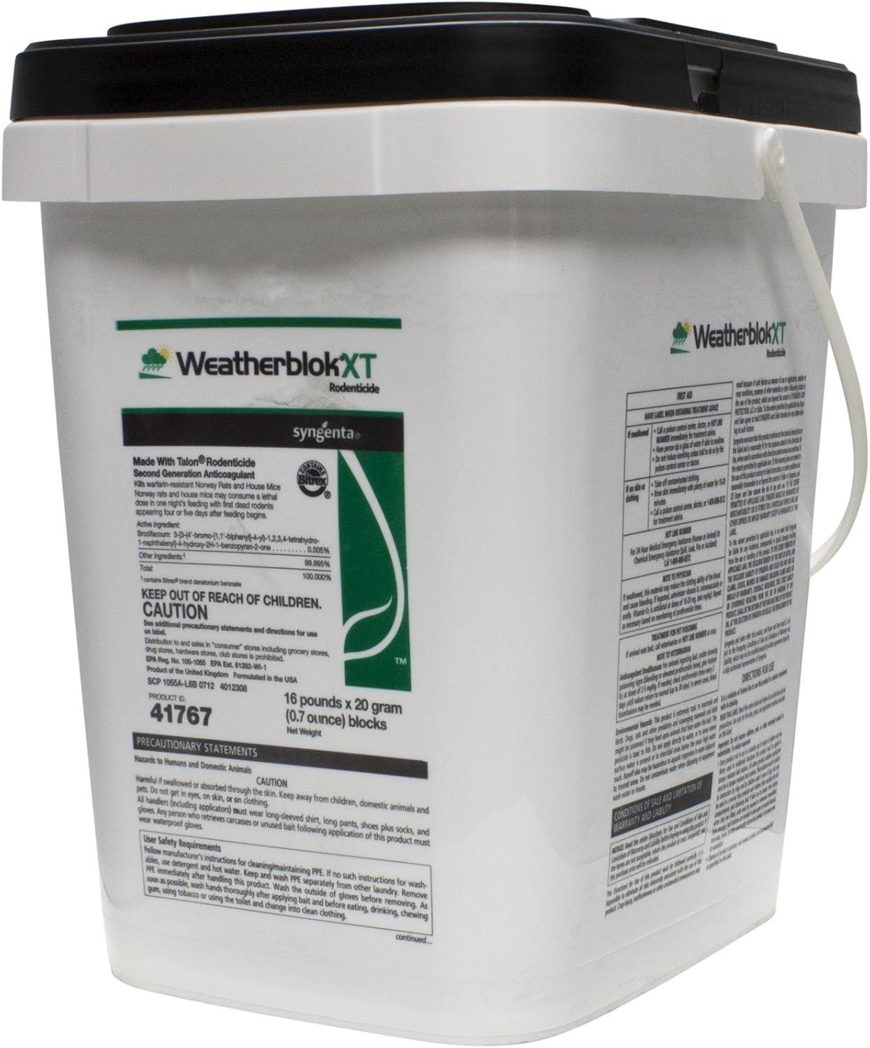 Talon WeatherBlok XT Rodenticide – 16LB Pail | Outdoor Rat and Mouse Killer Weather-Resistant Bait Blocks, Brodifacoum Formula
