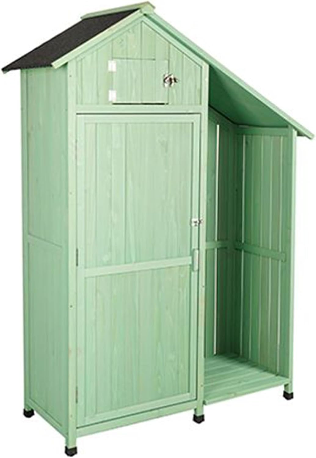Outdoor Tool Storage Cabinet, Large Outdoor Storage Shed with Adjustable Shelves, Outdoor Storage Cabinet with Lock, Wood Garden Tool Shed for Outside, Backyard and Patio (One Color Green)