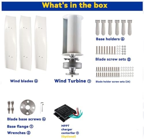 8000W Vertical Wind Turbine Generator Kit with 3 Blades, 220V/48V/24V/12V, Complete Wind Power System for Home & Street Lighting, Efficient Renewable Energy Solution (White)