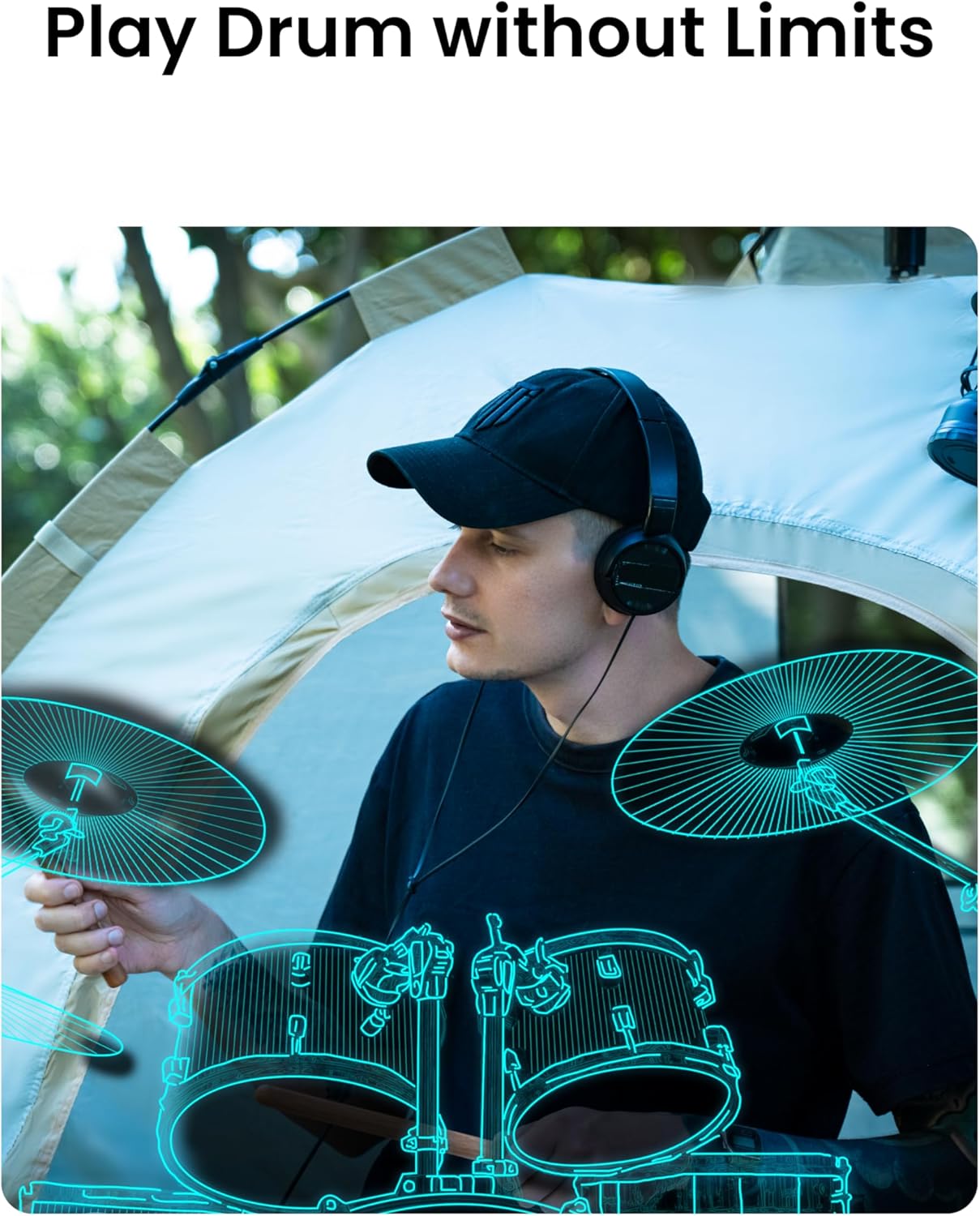 AeroBand Electronic Drum Set PocketDrum2 MAX 2025, Air Drum Sticks & Pedals & Bluetooth Adapter, Play Drum Anywhere Anytime, 8 Tones and USB Midi Teens Adult Drummer Gift (Earphone Included)