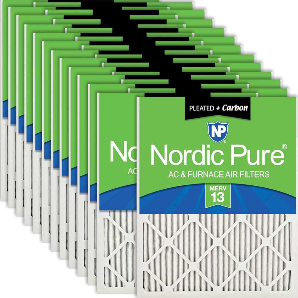 Nordic Pure 14x20x1 (Actual Size: 13 1/2 x 19 1/2 x 3/4) Pleated Air Filters MERV 13 Plus Carbon 24 Pack