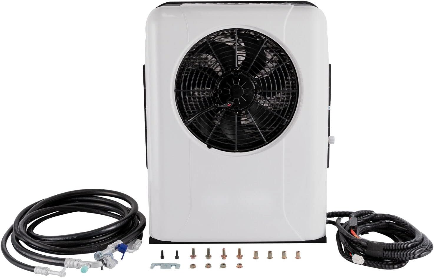CNCEST 12v Air Conditioner RV Air Conditioner Kit Truck Bus Universal Electric A/C Unit for Cab Cooling - Portable Split AC with High 12000BTU for Caravan or Truck Cab Two Packages (White 12V)