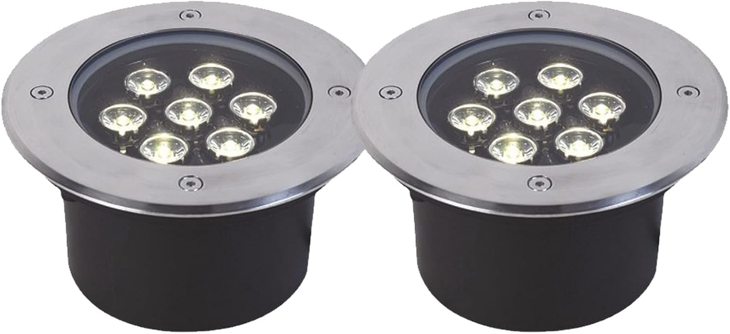 Outdoor In-Ground Lights, Low Voltage AC 12/24V Buried Light IP65 Waterproof Stainless Steel Embedded Floor Lamp for Garden Patio Hotel, 2 Pack (Color : White, Size : 36W-AC24V)