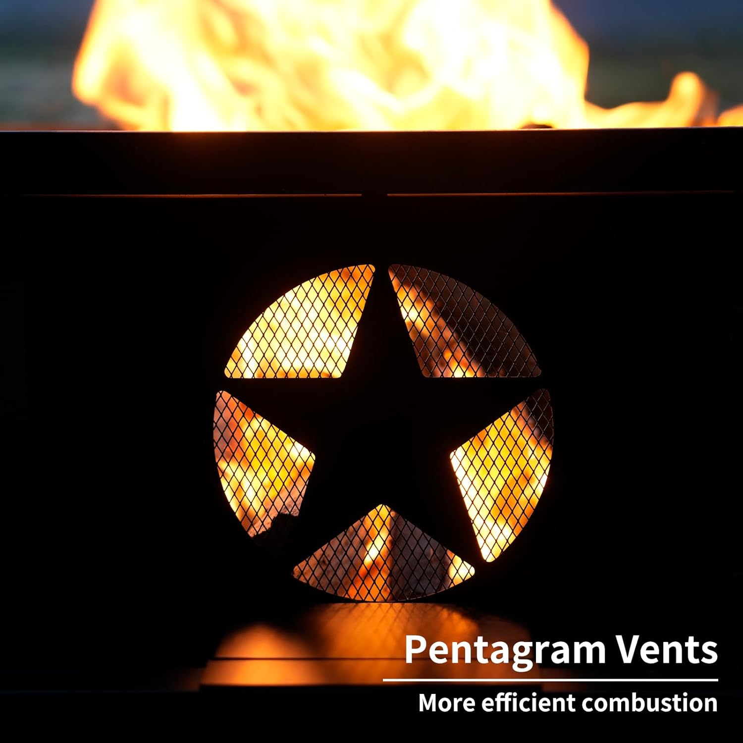 45 inch Large Fire Pit, Outdoor Fire Pit with Heavy Duty Construction, Wood Burning Fire Pits for Outside Octagonal Firepit for Camping, Backyard, Patio, Black