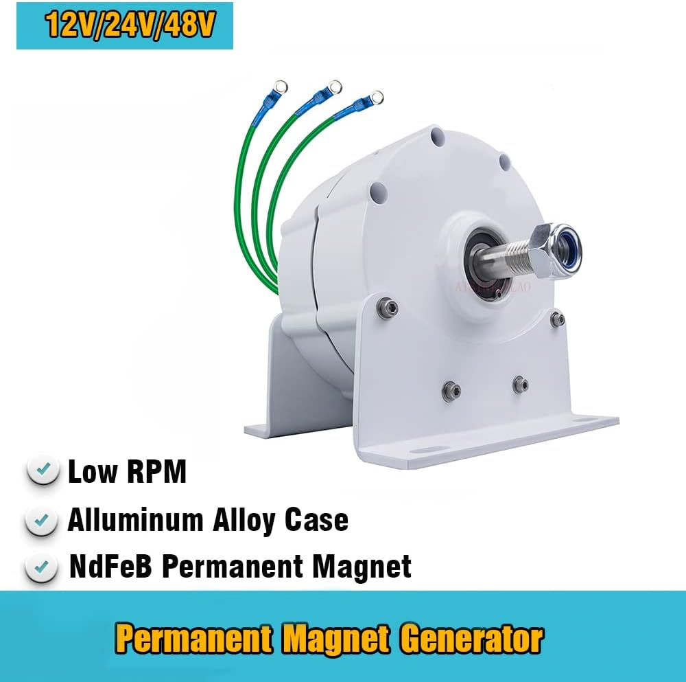 1000W-3000W 400RPM 3 Phase AC Permanent Magnet Generator, Gearless Low-Speed Wind Turbine with Base for Water Wind Turbine and Windmill Generator