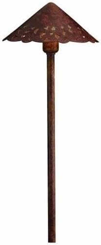 Kichler Cast Aluminum Path Light with Hammered Roof in Textured Tannery Bronze, 12V Landscape Fixture, 15471TZT