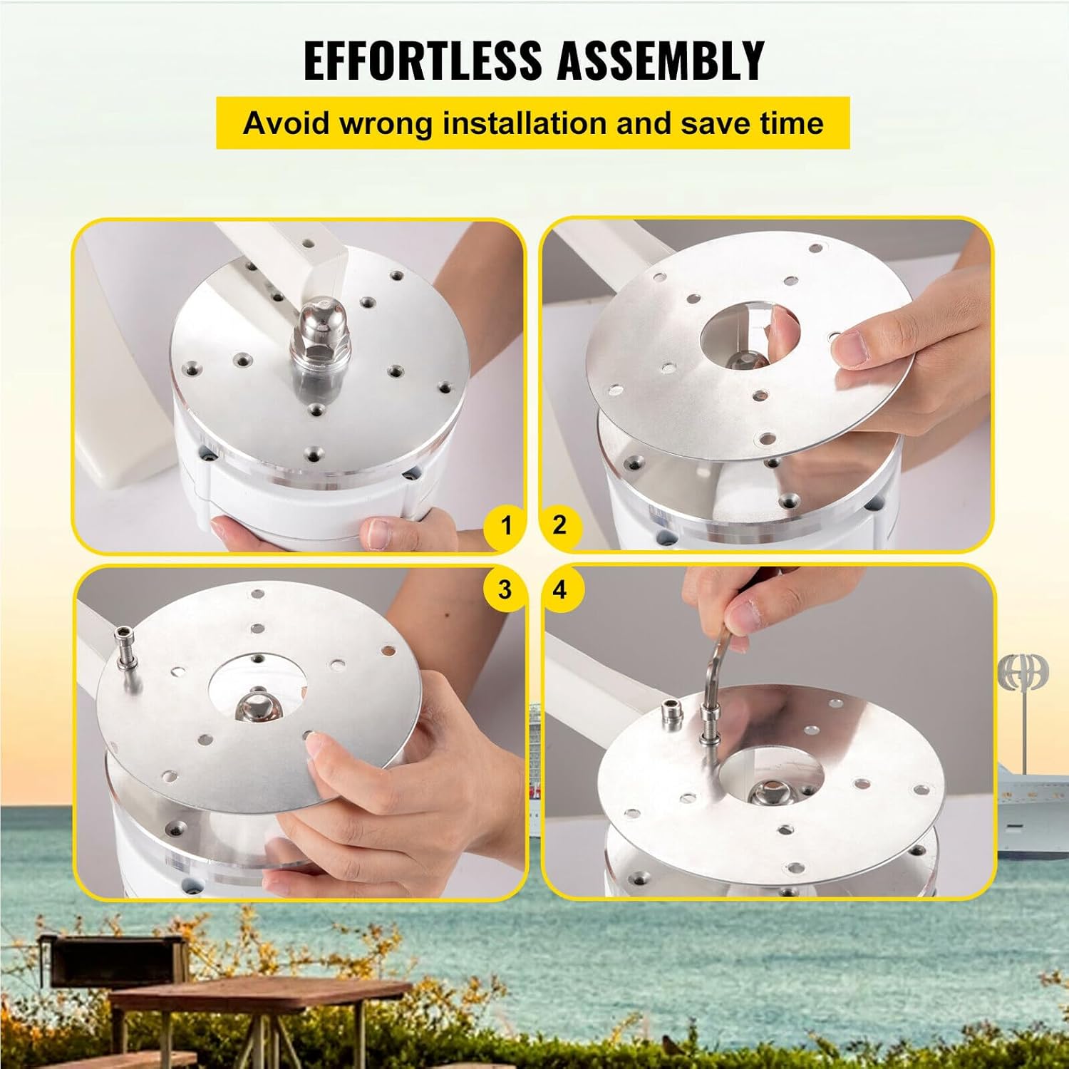 1500W Vertical Wind Turbine,Wind Turbine Generator 5 Blades Horizontal Windmill Energy Wind Turbine with Charge Controller,12V 24V 48V