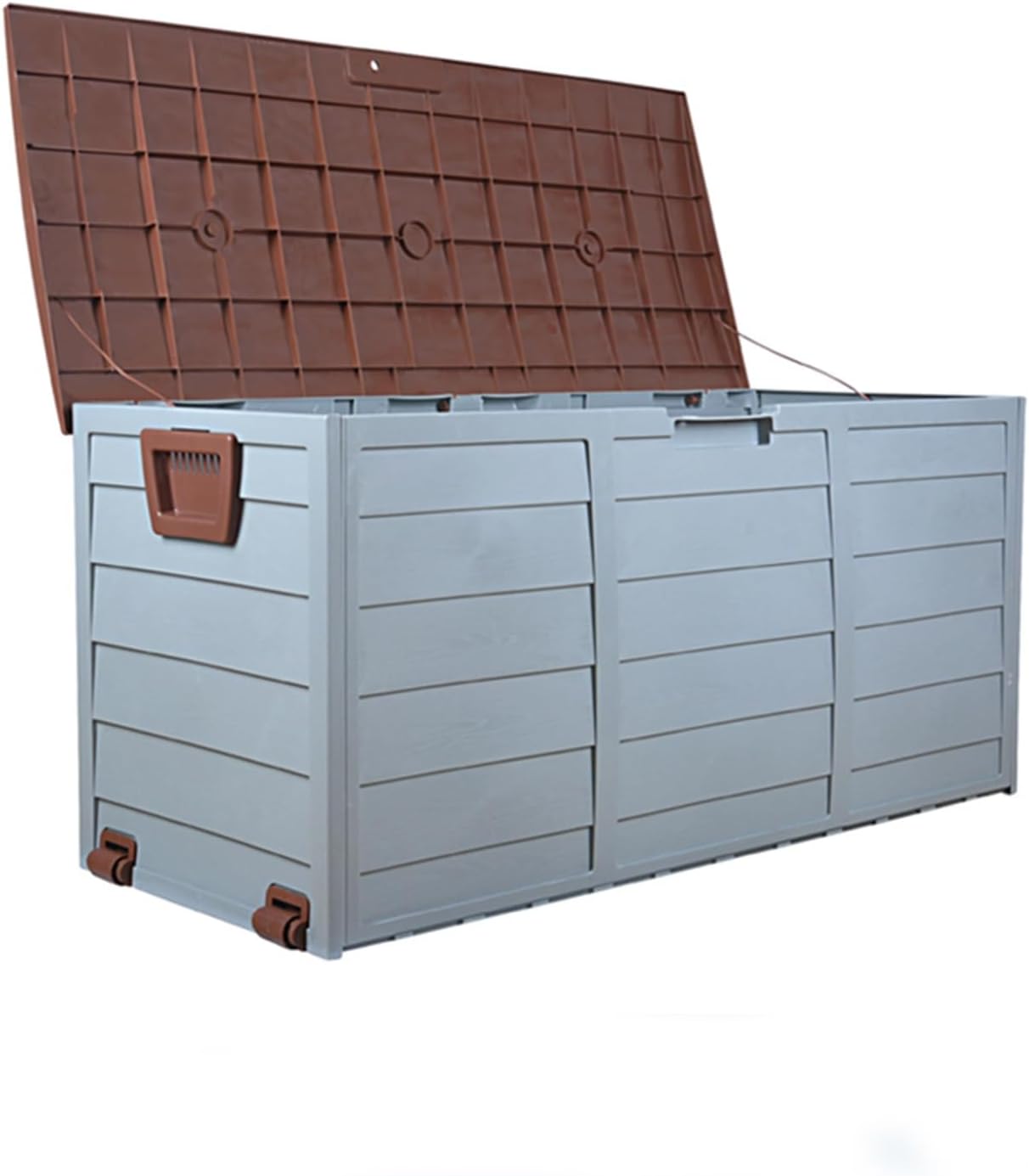 76 Gallon Large Deck Box,Deck Box Outdoor Storage Boxes ,Outdoor storage organizer with lock opening,Waterproof Outdoor Storage Box with Bottom Pulleys, for Patio Furniture ( Color : Coffee , Size : 7