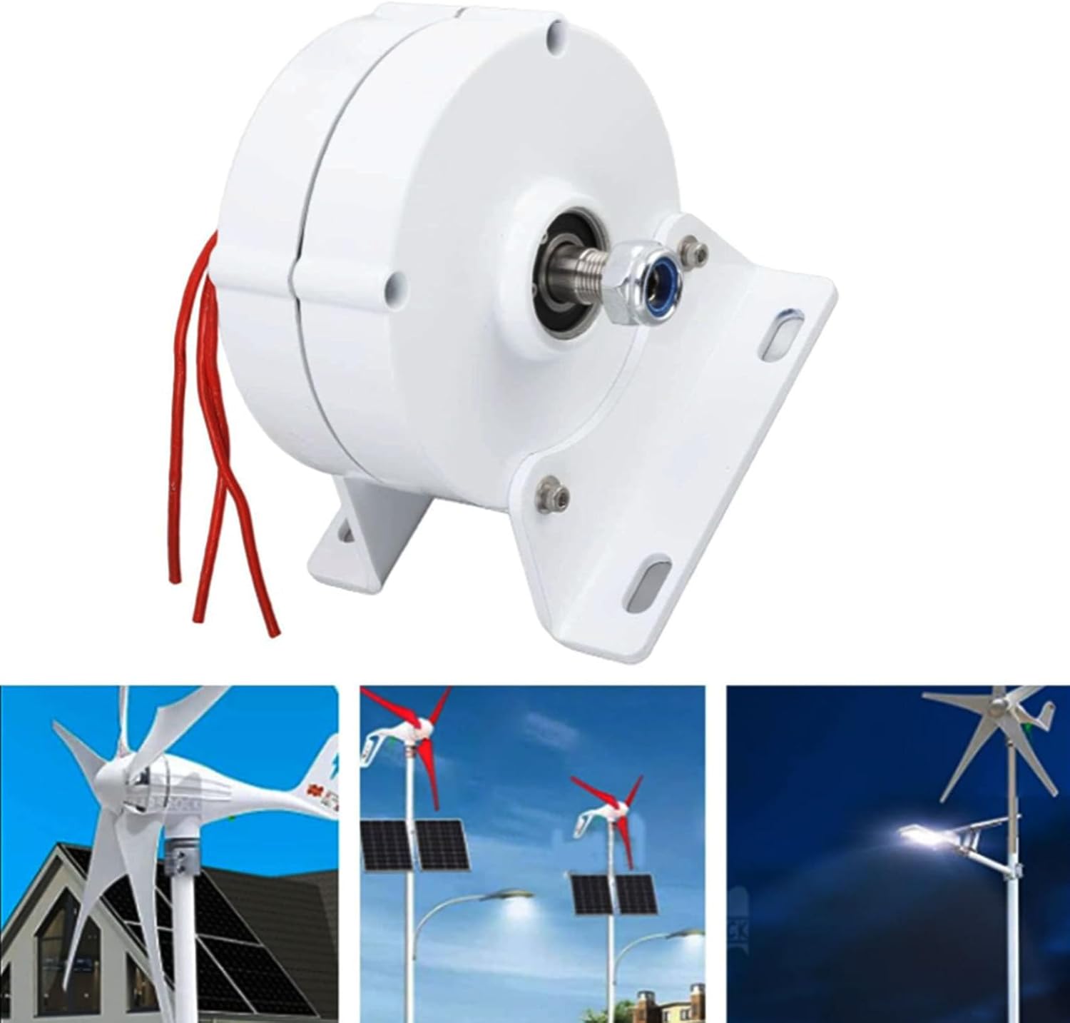 24v, 5500W 12V 24V 48V Three-Phase Gearless Permanent Magnet Alternator with Base Low Speed ​​Alternator for Home Wind Turbine Generator (White)