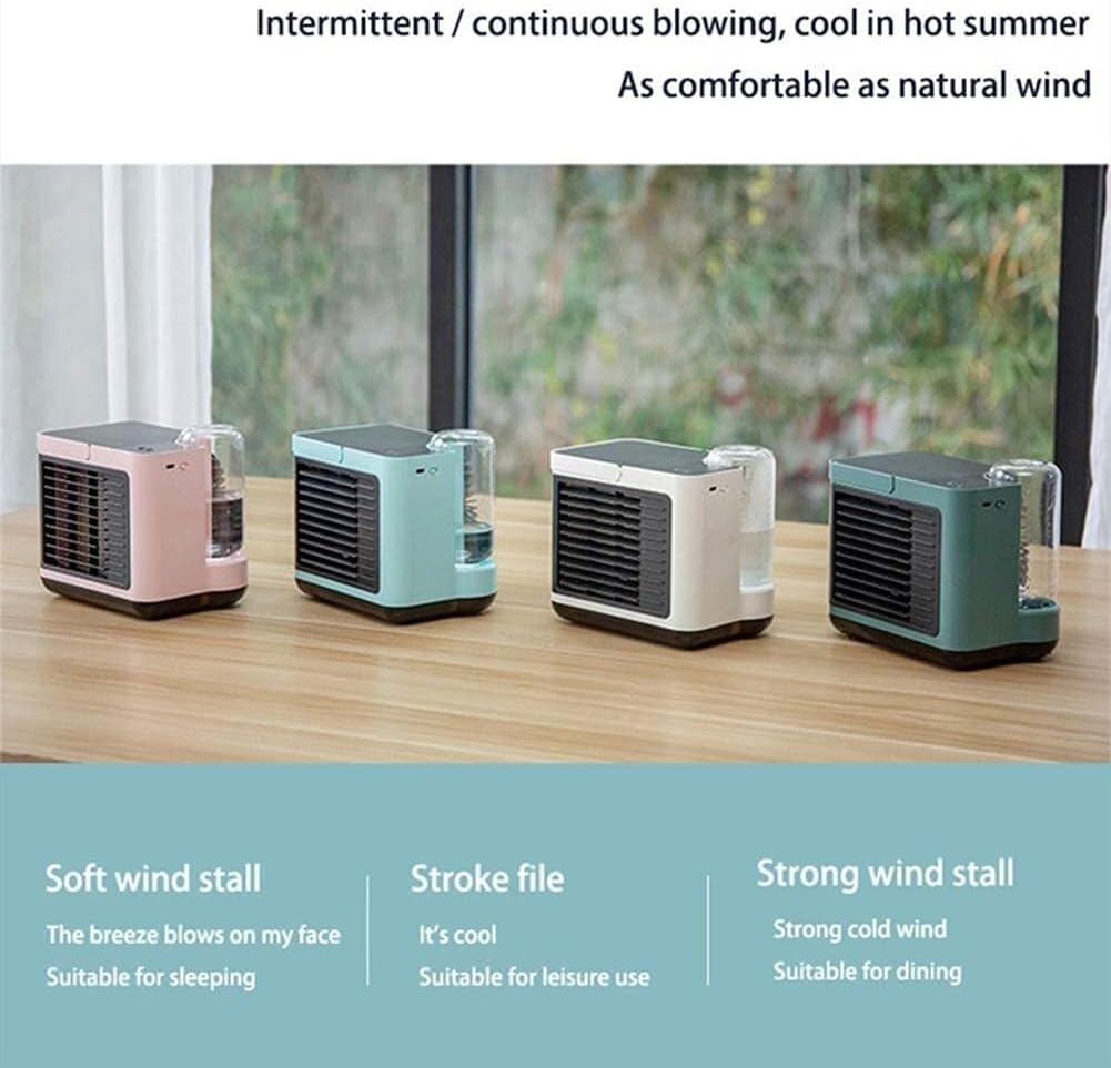Portable Air Cooler, 3-in-1 Mobile Air Conditioner, Humidifier & Purifier with 3 Speeds, Desktop Fan for Home, Office, Travel & Dorm