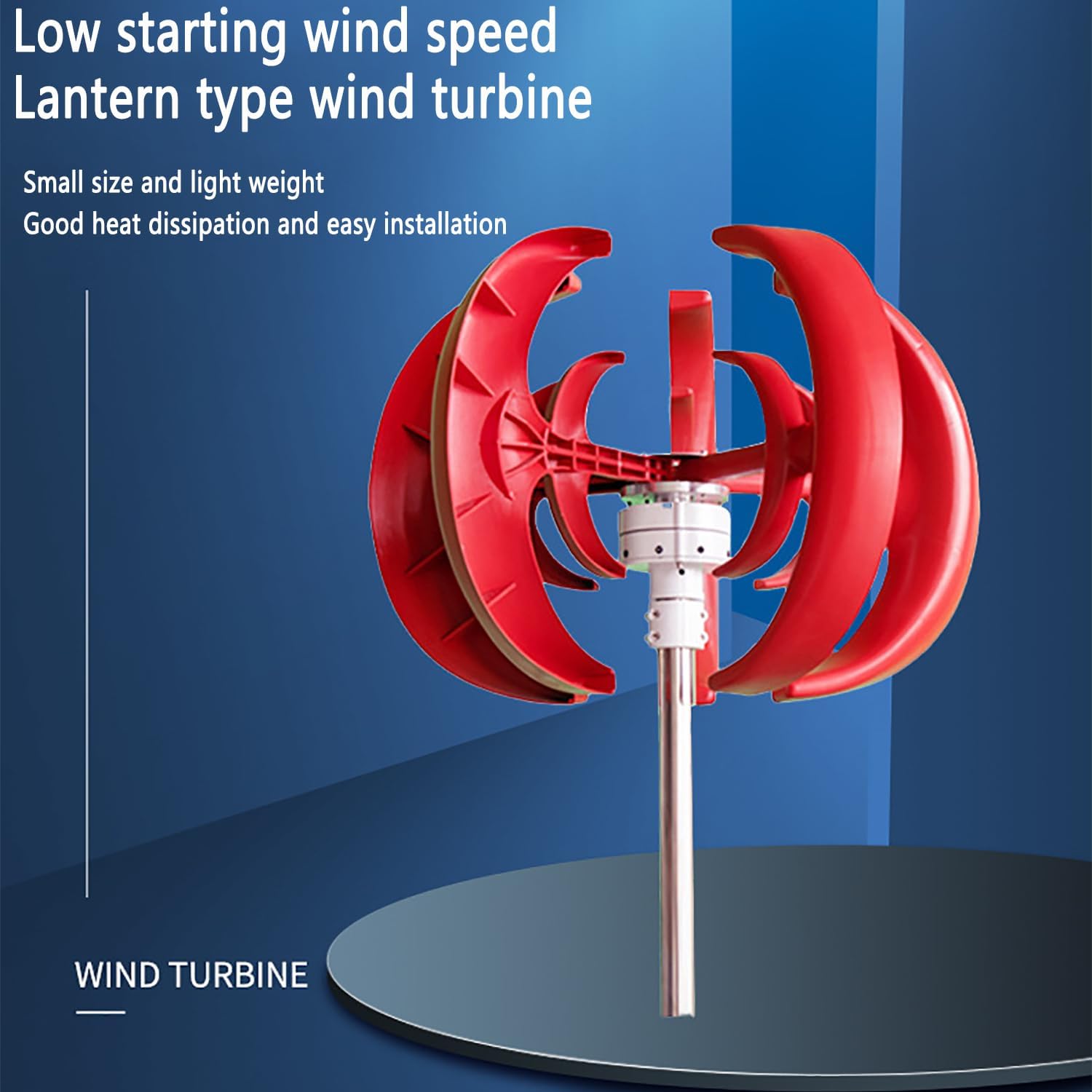 Lantern Type Wind Turbine, 5 Blade Horizontal Wind Power Generator Kit with High Temperature Resistant Copper Electric Coil and Nylon Fiber Reinforced Blades for Home, Marine, Street Lighting