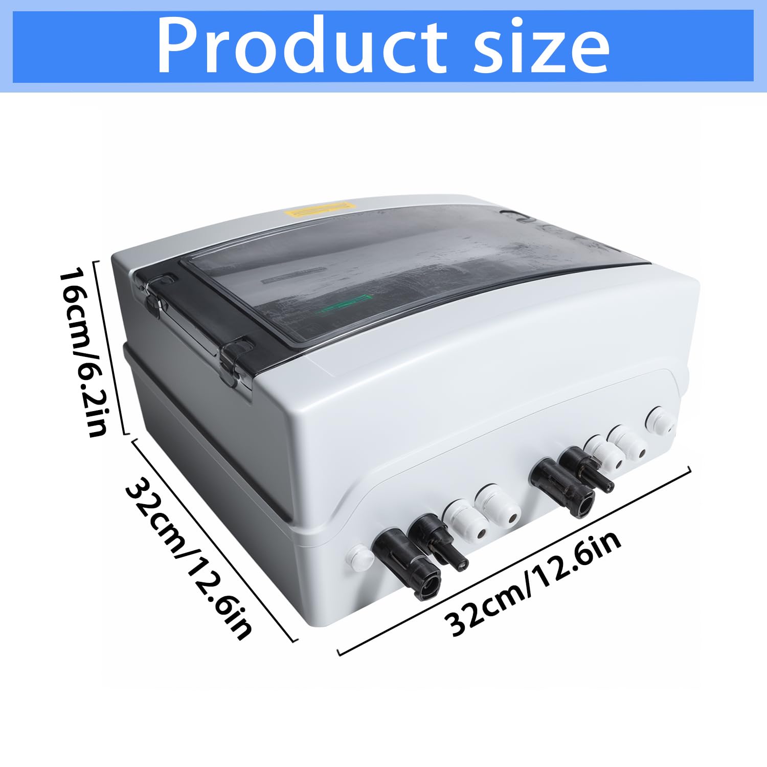 2 String Solar PV Combiner Box 2 in 2 Out IP65 DC500V 32A Circuit Breaker Surge Protector PV Fuse Solar Disconnect Switch Outdoor Waterproof Solar Panels System