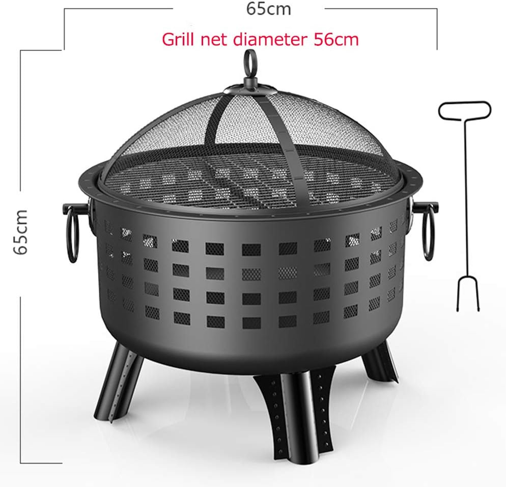 Wood Burning Steel Grill Firepit Bowl,with Handle Easy to Move,Outdoor Heater in Winter