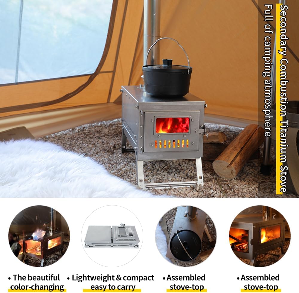 Outdoor Fireplaces Titanium Stove Foldable Lightweight Durable Portable Folding Wood Burning Outdoor Fire Pits