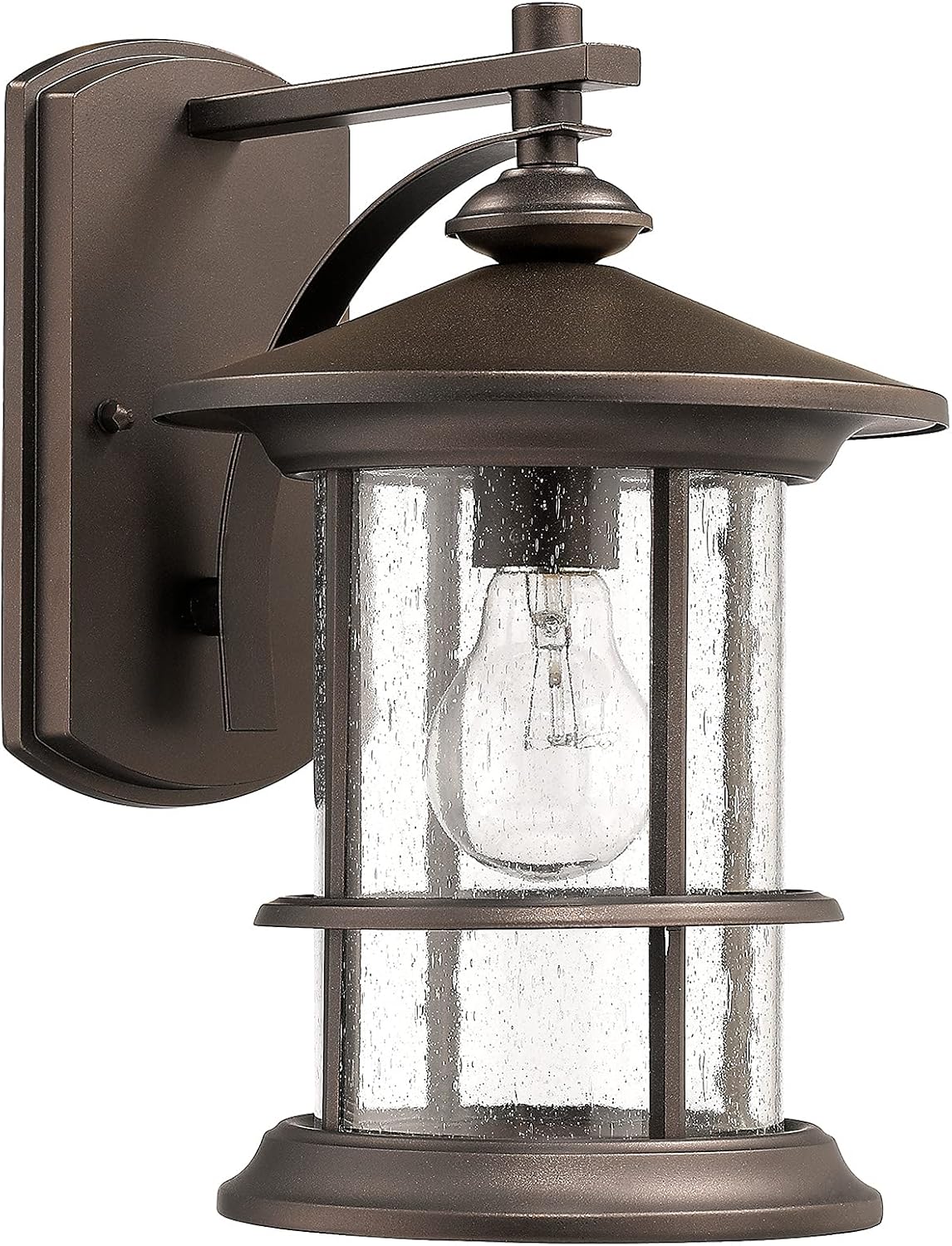 MICSIU Oil Rubbed Bronze Outdoor Light Sconces Wall Mount, Clear Seedy Glass Large Exterior Porch Wall Lantern, 12.5