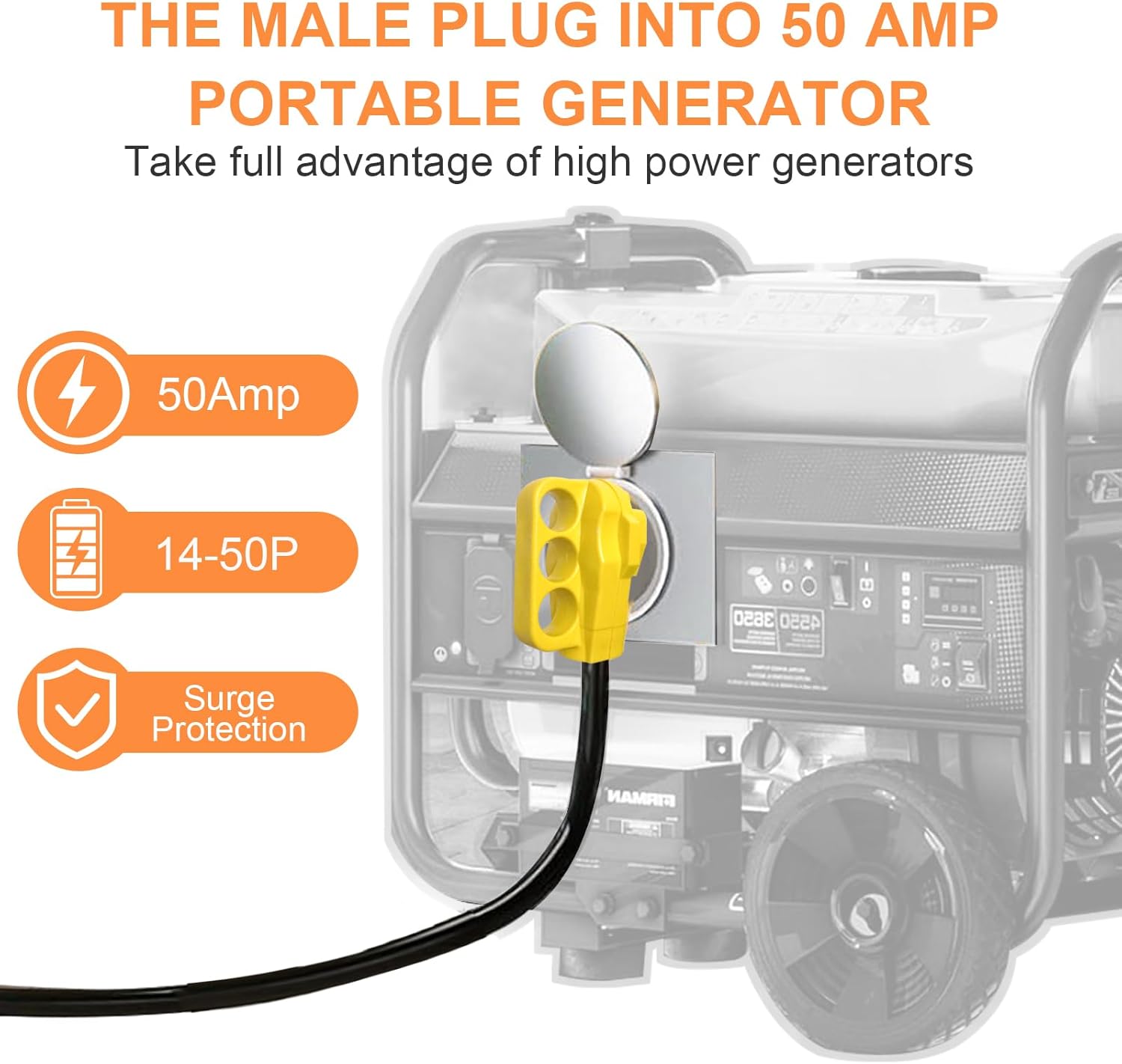 10 FT NEMA 14-50P to L14-30R Generator Transfer Switch Adapter Cord and Generator Adapter NEMA L14-30P to L14-20R
