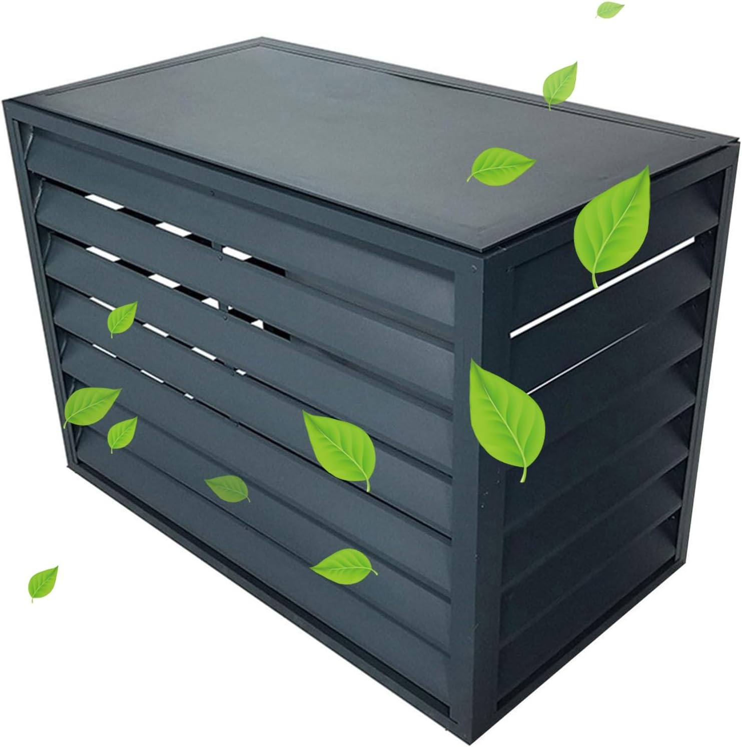 Outdoor Privacy Fence Screen Window Aluminum Air Conditioner Cover for Outside Units, Trash Can Enclosure Flower Stand Decorative Air Conditioning Cover for Patio Lawn (Color : Gr