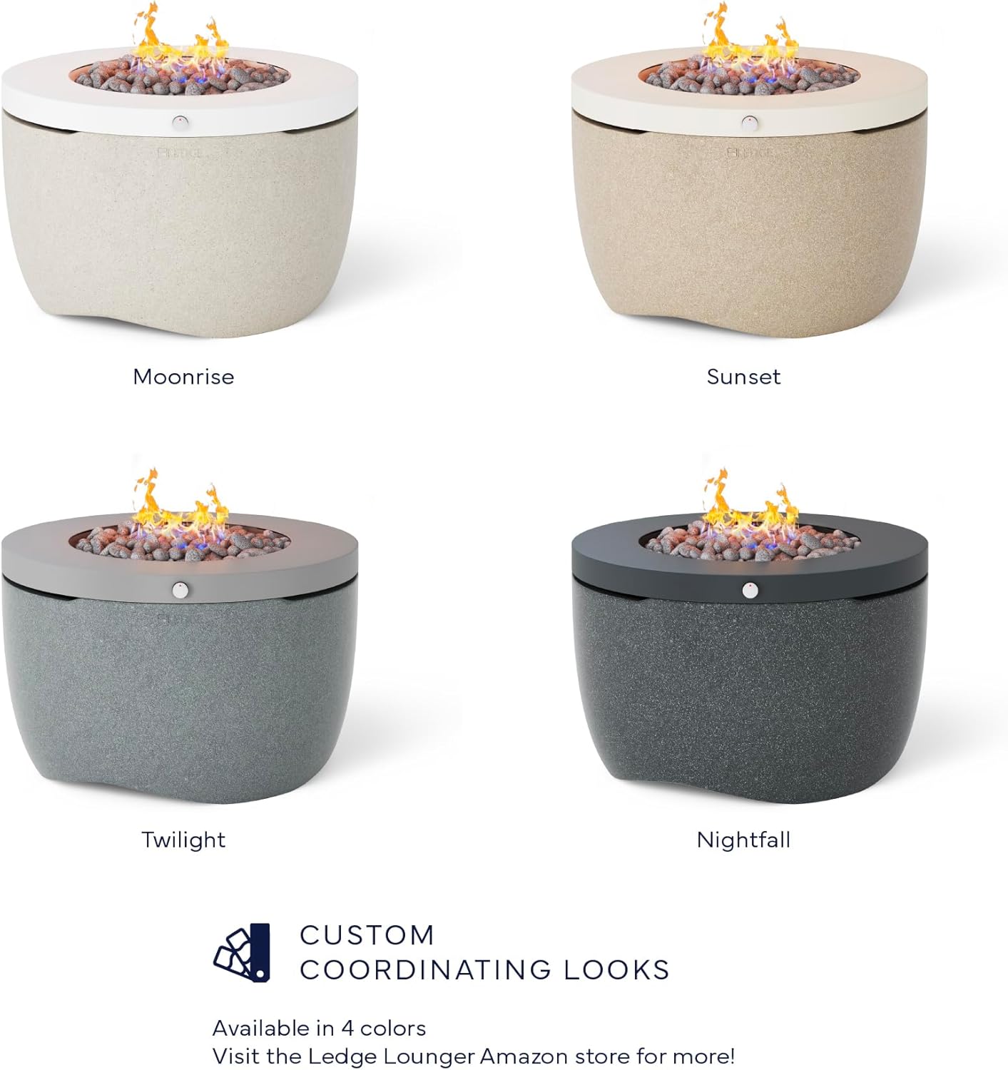 Ledge Lounger Halo Firepit - Smokeless Outdoor Fire Pit Table - 70,000 BTUs Propane Connector and Lava Rocks Included - All Season Heavy Duty (Twilight)