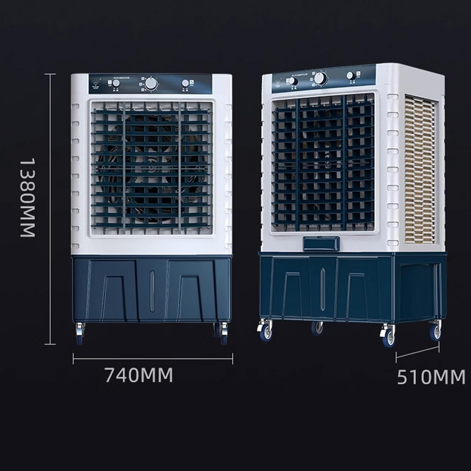 Generic Swamp Cooler Air Conditioner Portable Fast Cooling Strong Wind 3 Speeds 120° Oscillation With Ice Pack and Wheels for Outdoor Indoor Use