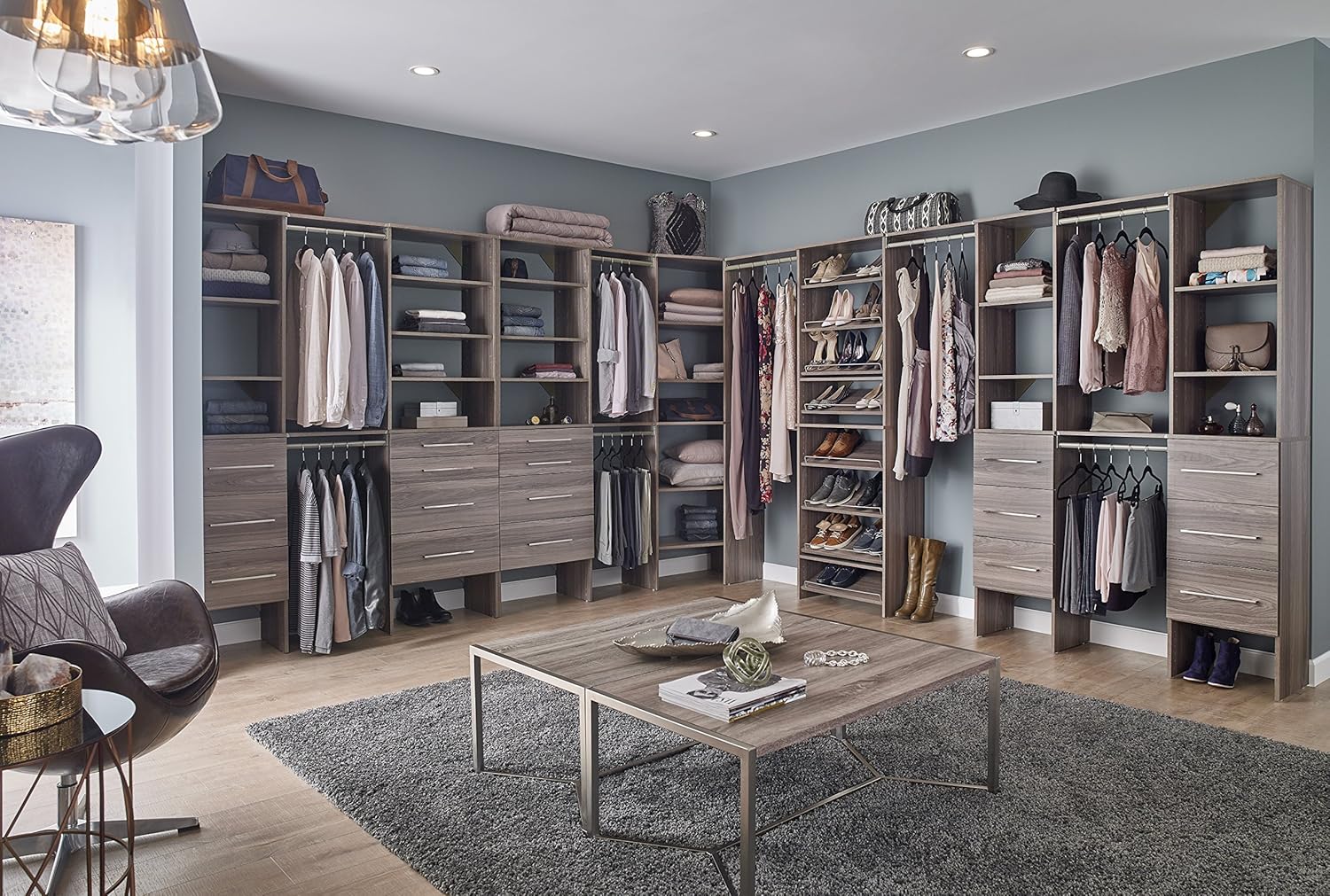 ClosetMaid SuiteSymphony Wood Closet Drawer, Add On Accessory, Modern Style, for Storage, Closet, Clothes, 16” x 10” Size for 16 in. Units, Natural Gray/Satin Nickel