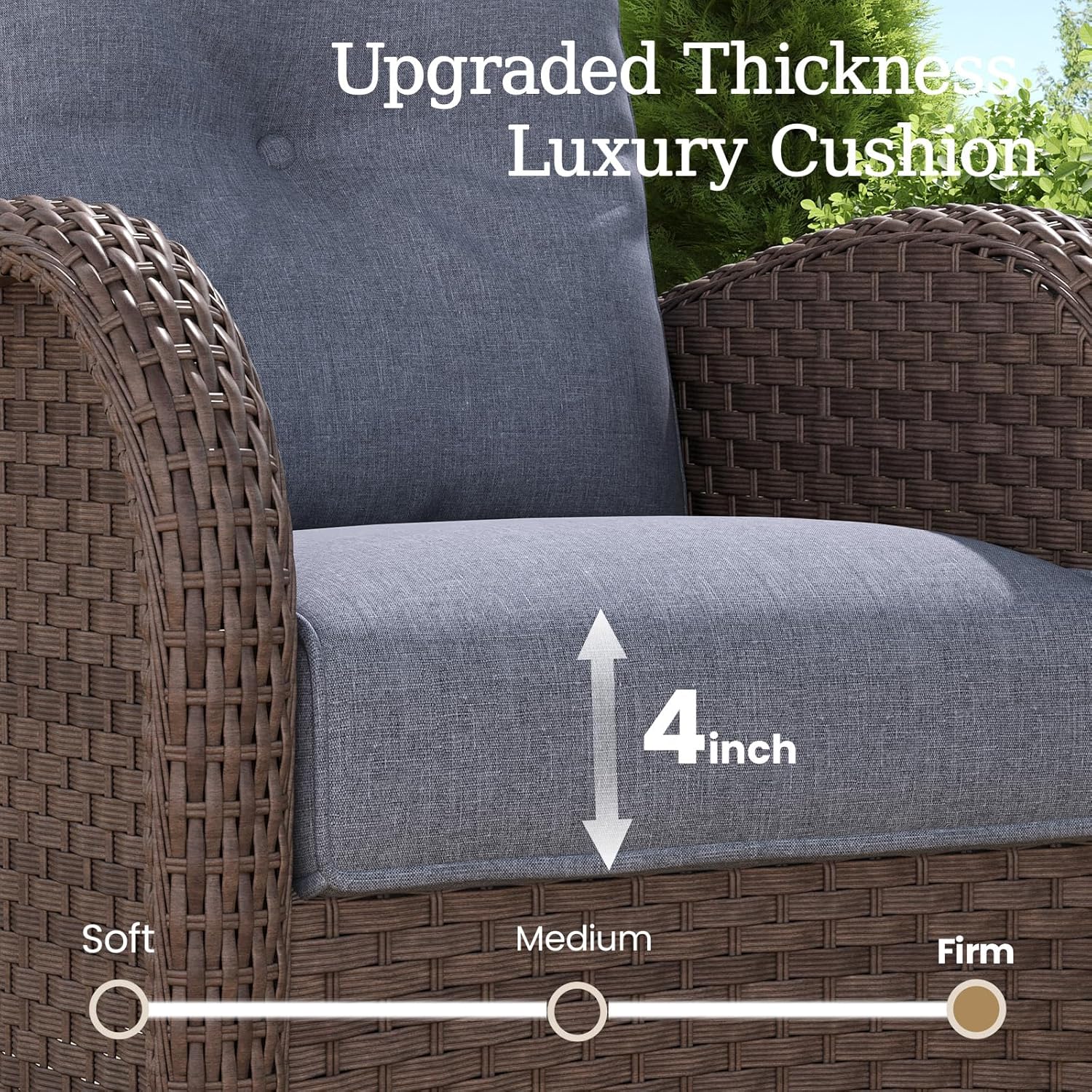 10 Pieces Wicker Patio Furniture Set with Fire Pit Table, Luxury Outdoor Conversation Set with High Back Swivel Rocker Chairs