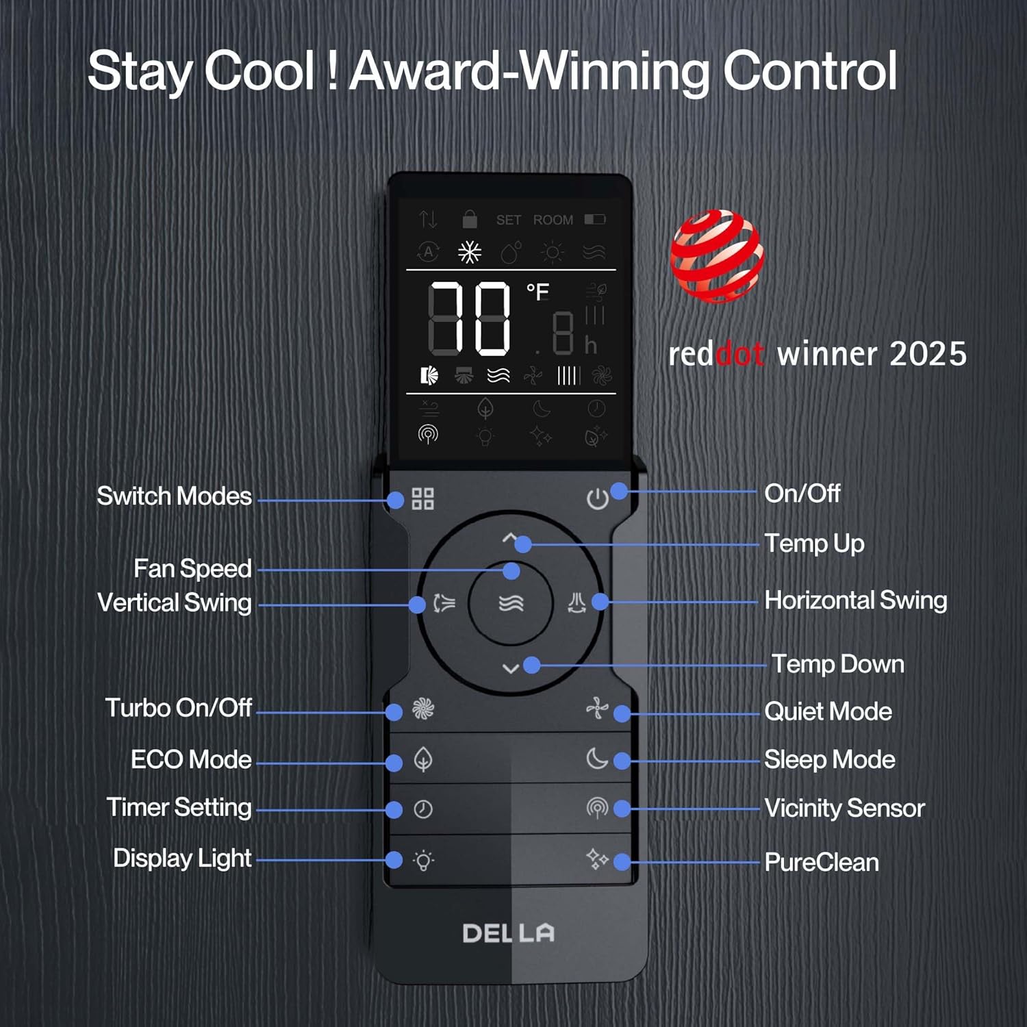 DELLA Motto Series 12000 BTU 17 SEER2 230V Mini Split AC, Cools Up to 550 Sq.Ft, Compatible with Alexa and Wifi, Ductless Inverter System Air Conditioner, Pre-Charged Heat Pump and 16.4ft Kits