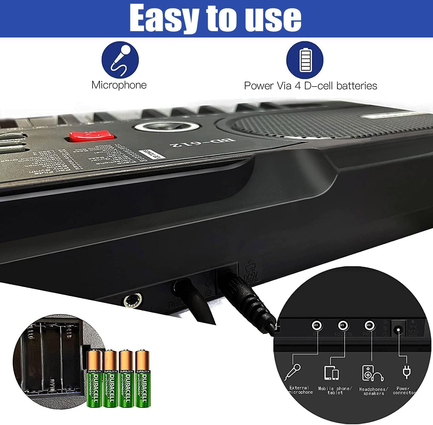 61 Key Keyboard Piano, Portable Electronic Keyboard Piano for Beginners with Speakers, Microphone, Sheet Music Stand, 100 Voices, 100 Rhythms, Digital Music Keyboard for Teen