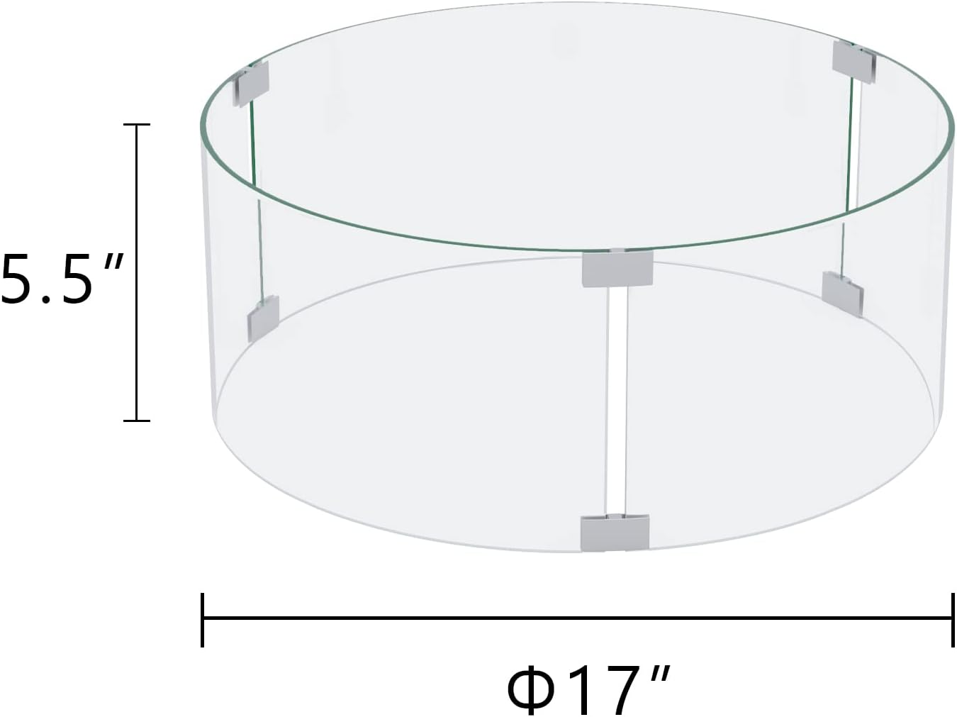 HOMPUS Round Glass Wind Guard, 17x17x5.5 inches Tempered Glass for Outdoor Fire Pit Table