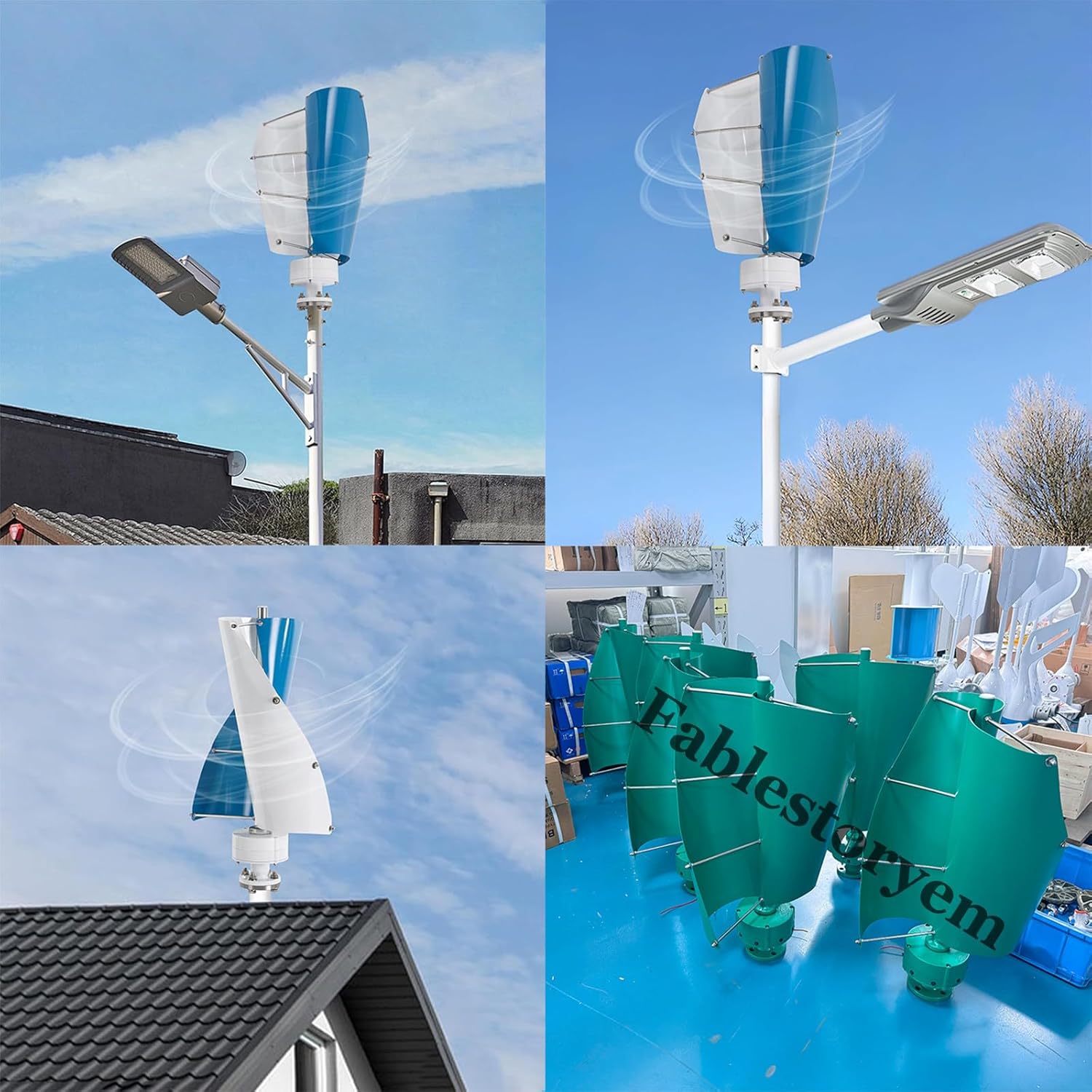 12000W Vertical Wind Turbine, 12V/24V/48V 2 Blade Helical Magnetic Levitation Wind Generator, 3 Phase AC Permanent Magnet Generator, Wind Turbine Kit with Controller, for Home/Factory,D-24V