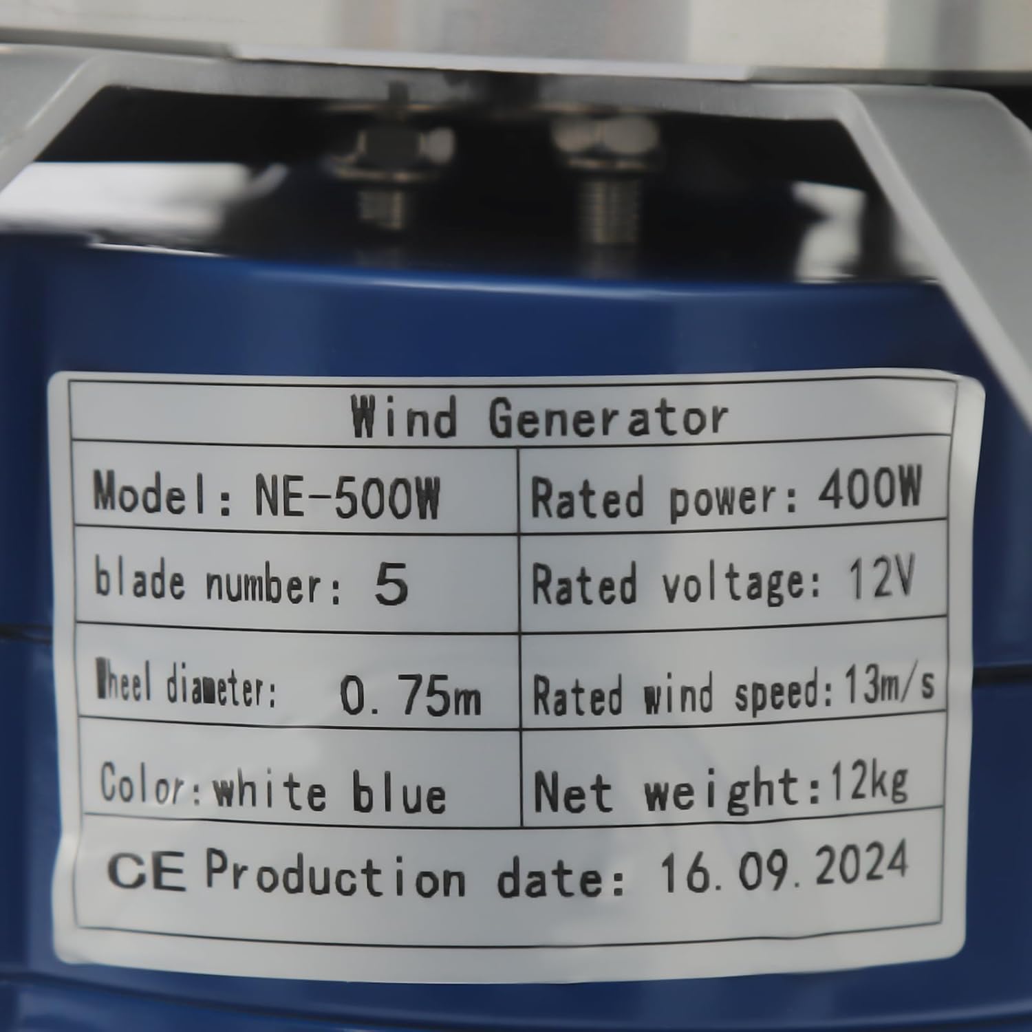 Wind Turbine Generator Kit with Controller, 100W 12V Wind Power Generator Kit 5 Blade Automatic Adjust Wind Direction Windmill Generator Kit for Marine, RV, Home,Max. Wind Speed 114.83ft/s