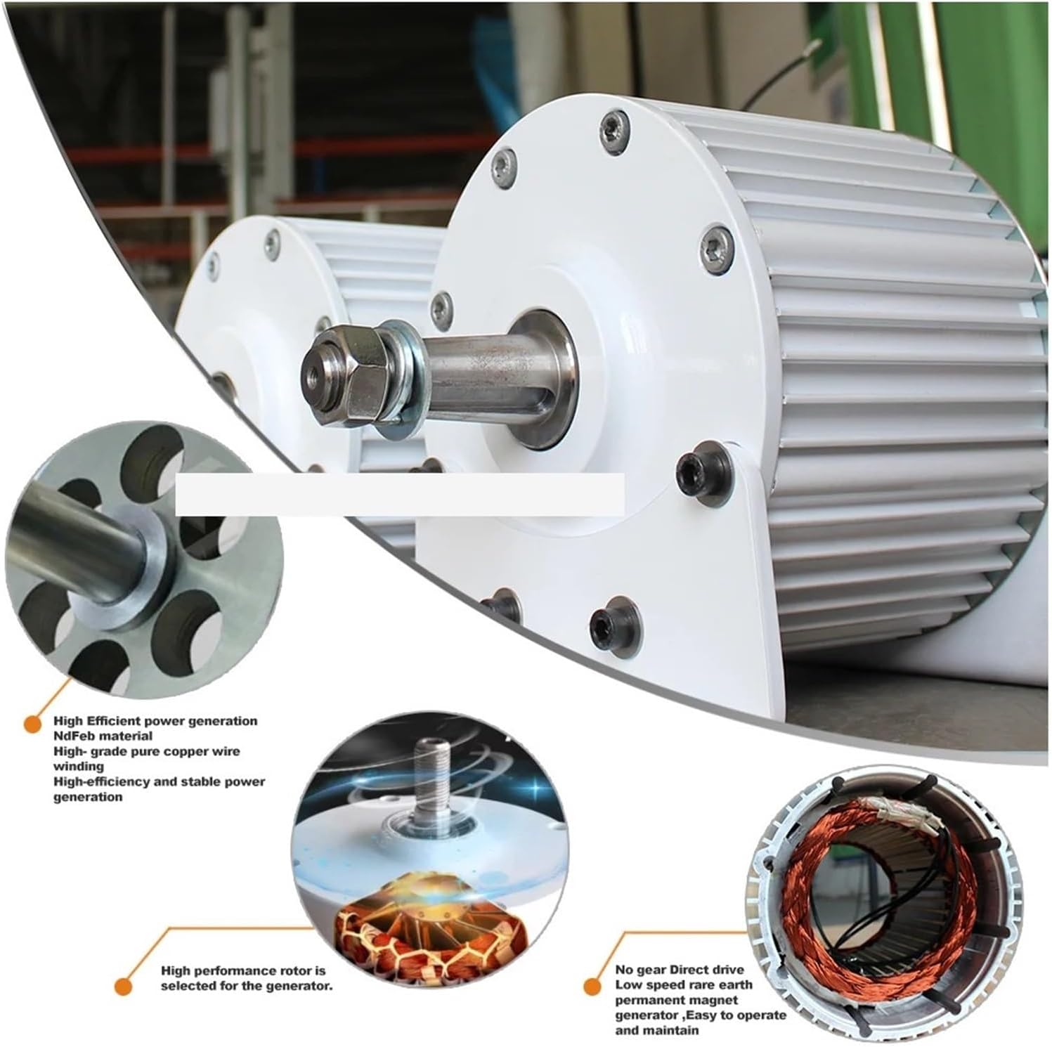 Low Speed 10KW Permanent Magnet Generator Used for Developing AC 3-Phase Generators for Wind Turbines and Water Turbines Low Starting Speed for Home(with Base,48V_10000W 200RPM)