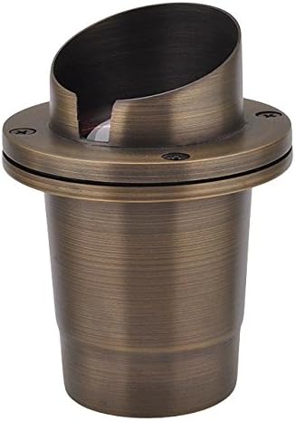 MarsLG BRS1 ETL-Listed Solid Brass Low Voltage Landscape Shielded In-Ground Well Light with Convex Lens in Antique Brass Finish and Free MR16 LED Bulb, 36WL02BS