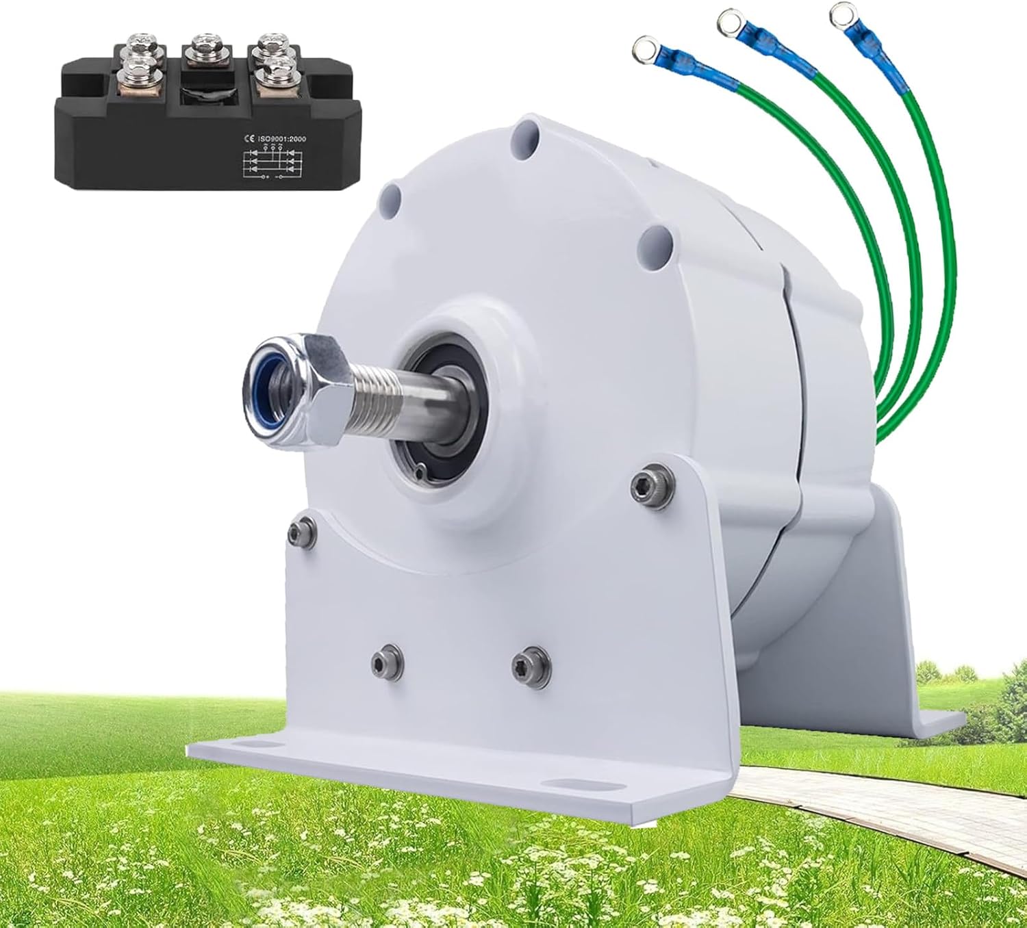 800W Low RPM Permanent Magnet Qenerator, 3 Phase Gearless Permanent Magnet Generator 12V 24V 48V AC Alternator Water Wind Turbine Generator with Rectifier,48V