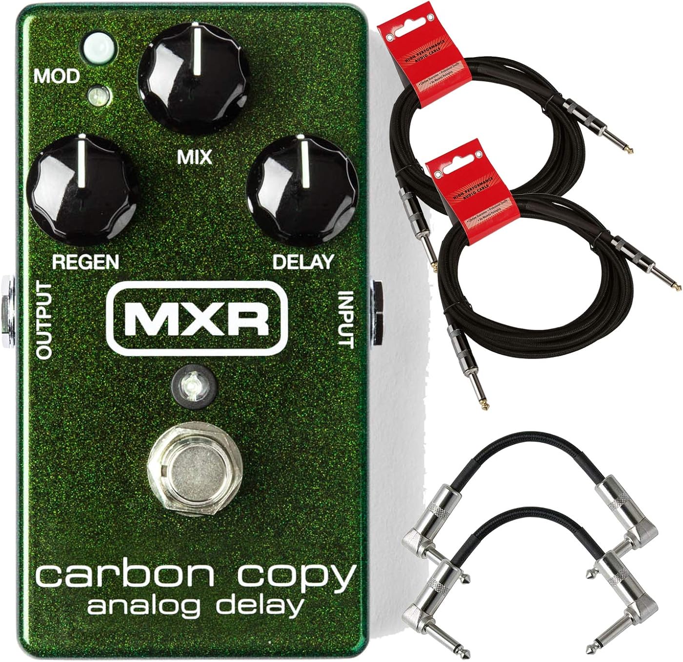 MXR M169 Carbon Copy Analog Delay Pedal Bundle with 2 Patch Cables and 2 Instrument Cables